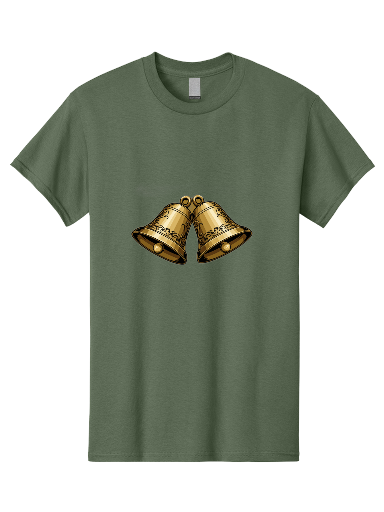 Golden-Bells-2 Men'S Graphic Tee, 100% Cotton, Comfortable Casual Summer Wear, Machine Washable, Golden Bells, Decorative Bells, Ornate Design, Festive Decor, Holiday Decorations, Vintage Style, Luxurious Feel, Celebratory Atmosphere Baa769