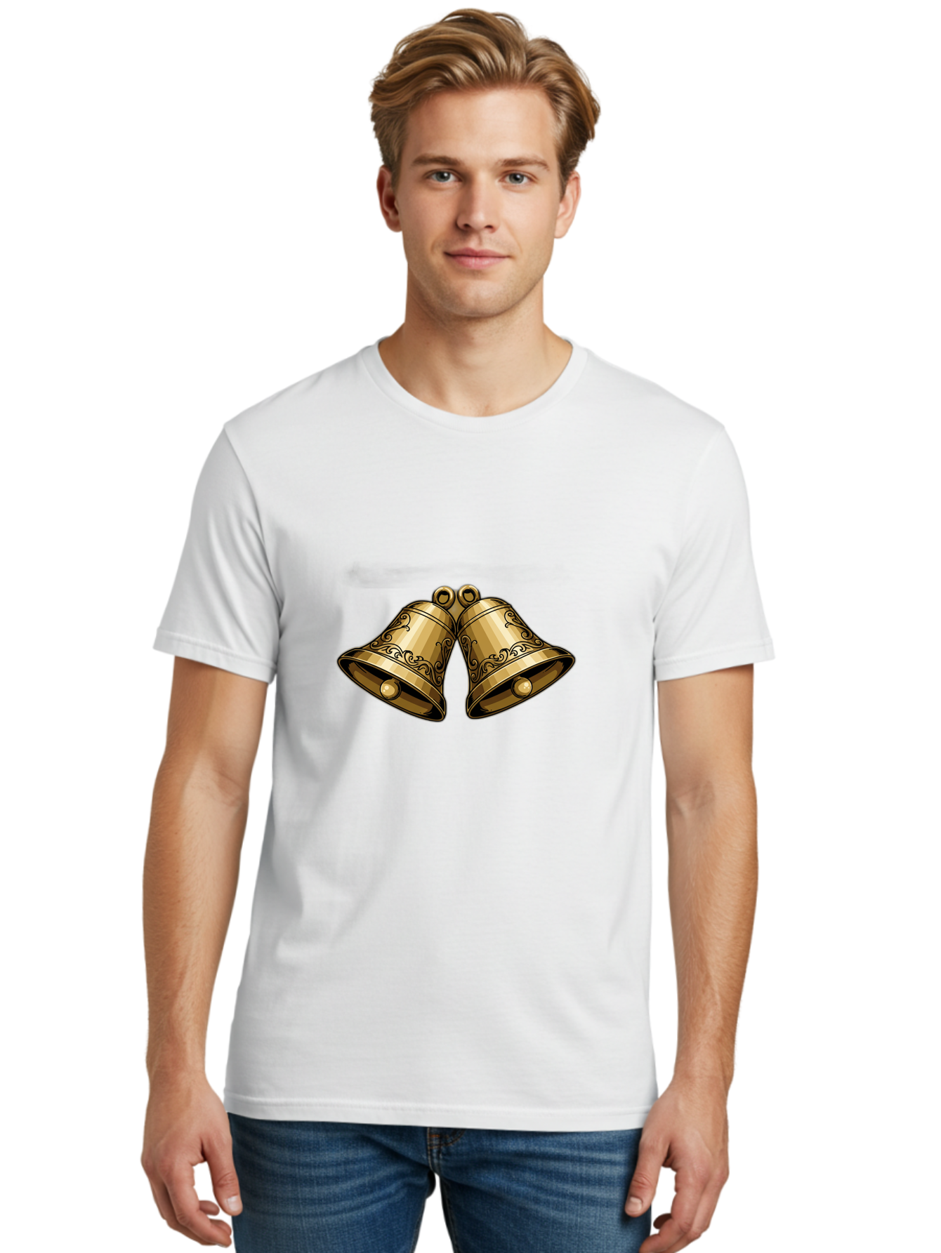 Golden-Bells-2 Men'S Graphic Tee, 100% Cotton, Comfortable Casual Summer Wear, Machine Washable, Golden Bells, Decorative Bells, Ornate Design, Festive Decor, Holiday Decorations, Vintage Style, Luxurious Feel, Celebratory Atmosphere Baa769