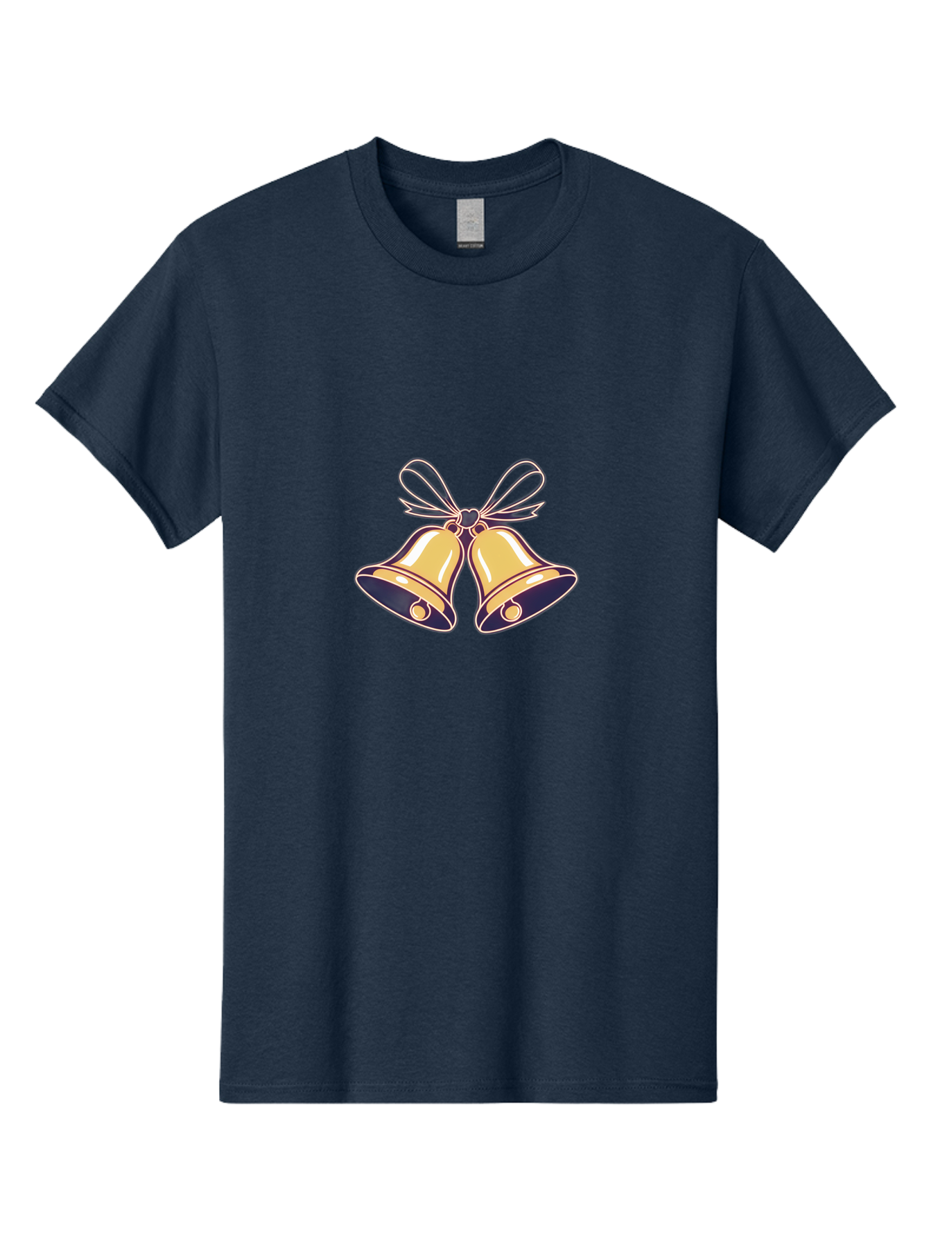 Golden-Bells-3 Men'S Graphic Tee, 100% Cotton, Comfortable Casual Summer Wear, Machine Washable, Christmas Bells, Golden Bells, Festive Decor, Holiday Decorations, Christmas Ornaments, Festive Atmosphere, Winter Wonderland, Seasonal Greetings Baa770