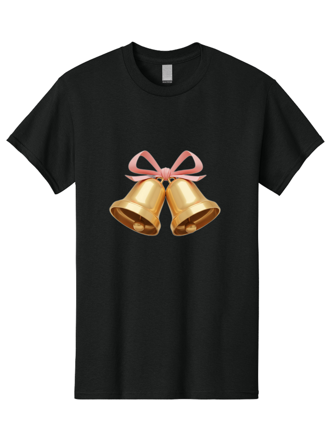 Golden-Bells Men'S Graphic Tee, 100% Cotton, Comfortable Casual Summer Wear, Machine Washable, Golden Bells, Pink Ribbon, Festive Decor, Holiday Decorations, Christmas Ornaments, Shiny Bells, Celebratory Symbols, Elegant Gift Wrapping Baa773