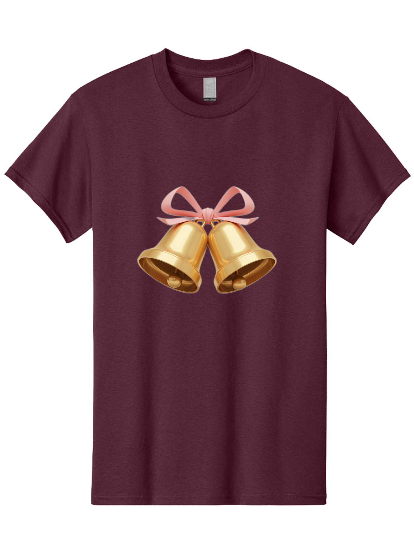 Golden-Bells Men'S Graphic Tee, 100% Cotton, Comfortable Casual Summer Wear, Machine Washable, Golden Bells, Pink Ribbon, Festive Decor, Holiday Decorations, Christmas Ornaments, Shiny Bells, Celebratory Symbols, Elegant Gift Wrapping Baa773