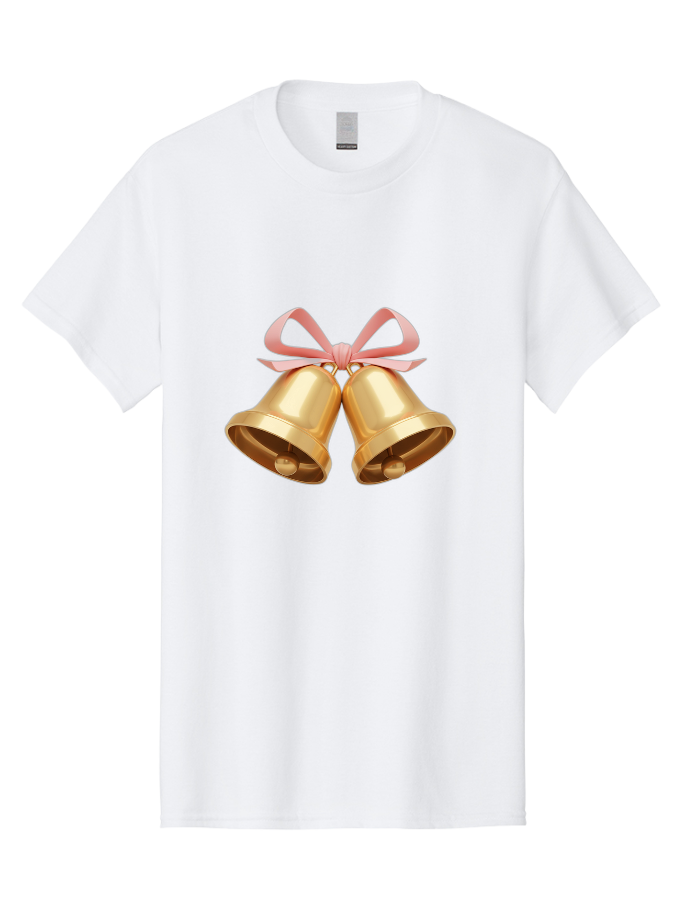 Golden-Bells Men'S Graphic Tee, 100% Cotton, Comfortable Casual Summer Wear, Machine Washable, Golden Bells, Pink Ribbon, Festive Decor, Holiday Decorations, Christmas Ornaments, Shiny Bells, Celebratory Symbols, Elegant Gift Wrapping Baa773