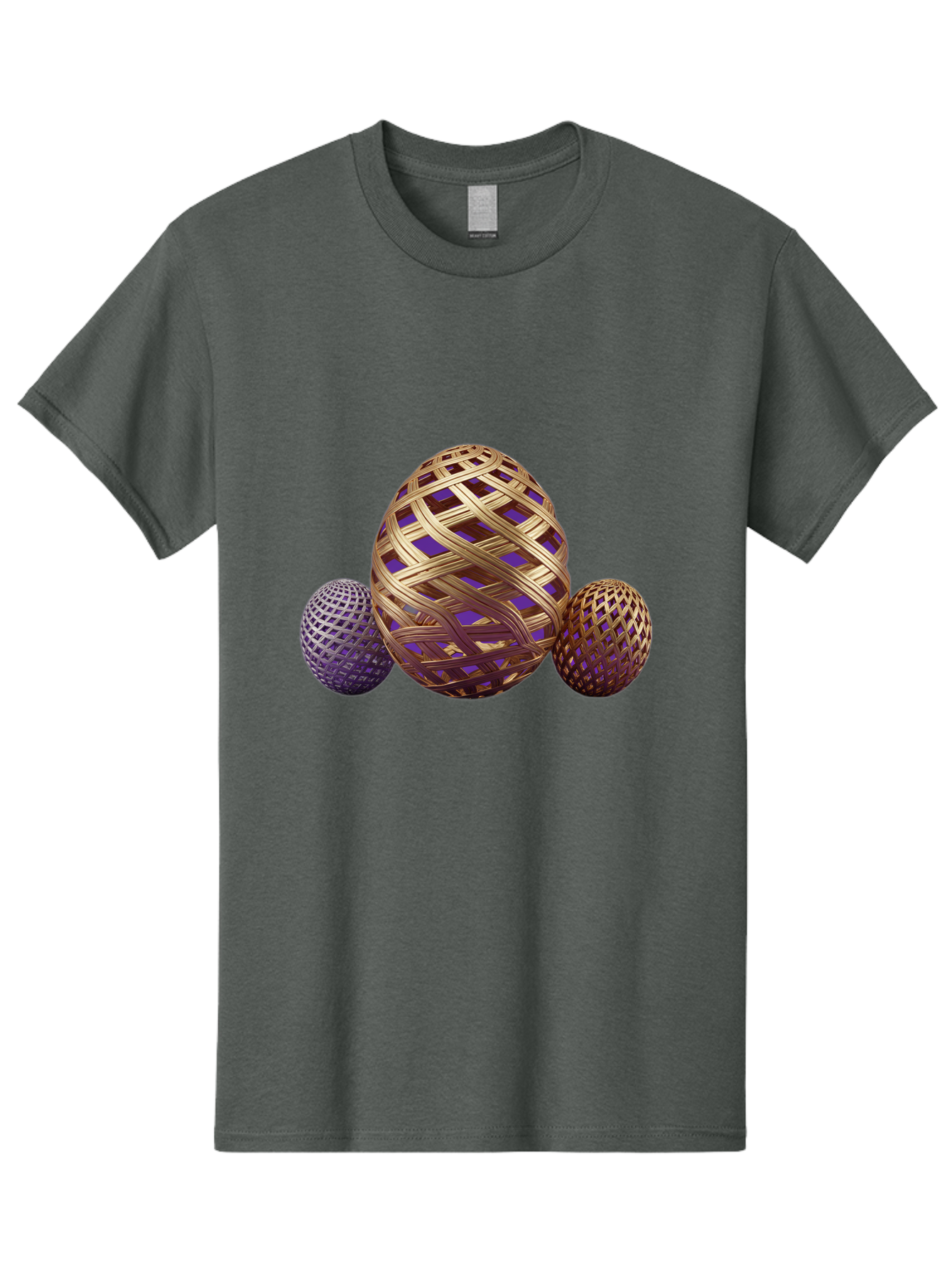 Golden-Eggs Men'S Graphic Tee, 100% Cotton, Comfortable Casual Summer Wear, Machine Washable, Lattice Eggs, Woven Eggs, Easter Eggs, Decorative Eggs, 3D Eggs, Purple And Gold, Festive Decor, Holiday Decorations, Egg Designs, Intricate Patterns Baa774