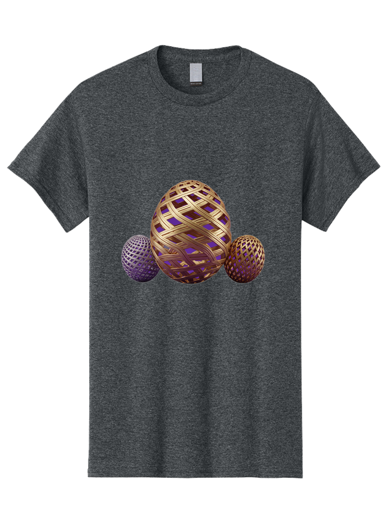 Golden-Eggs Men'S Graphic Tee, 100% Cotton, Comfortable Casual Summer Wear, Machine Washable, Lattice Eggs, Woven Eggs, Easter Eggs, Decorative Eggs, 3D Eggs, Purple And Gold, Festive Decor, Holiday Decorations, Egg Designs, Intricate Patterns Baa774