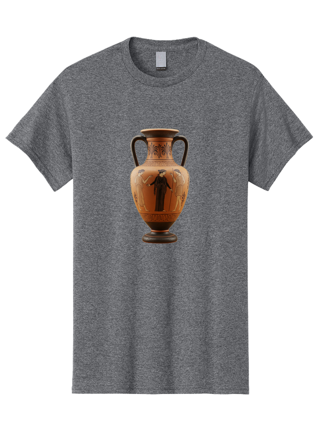 Greek-Vase Men'S Graphic Tee, 100% Cotton, Comfortable Casual Summer Wear, Machine Washable, Ancient Greek Pottery, Red Figure Technique, Classical Art, Mythological Scene, Women In Togas, Elegant Design, Ornate Patterns, Historical Artifact, Baa775