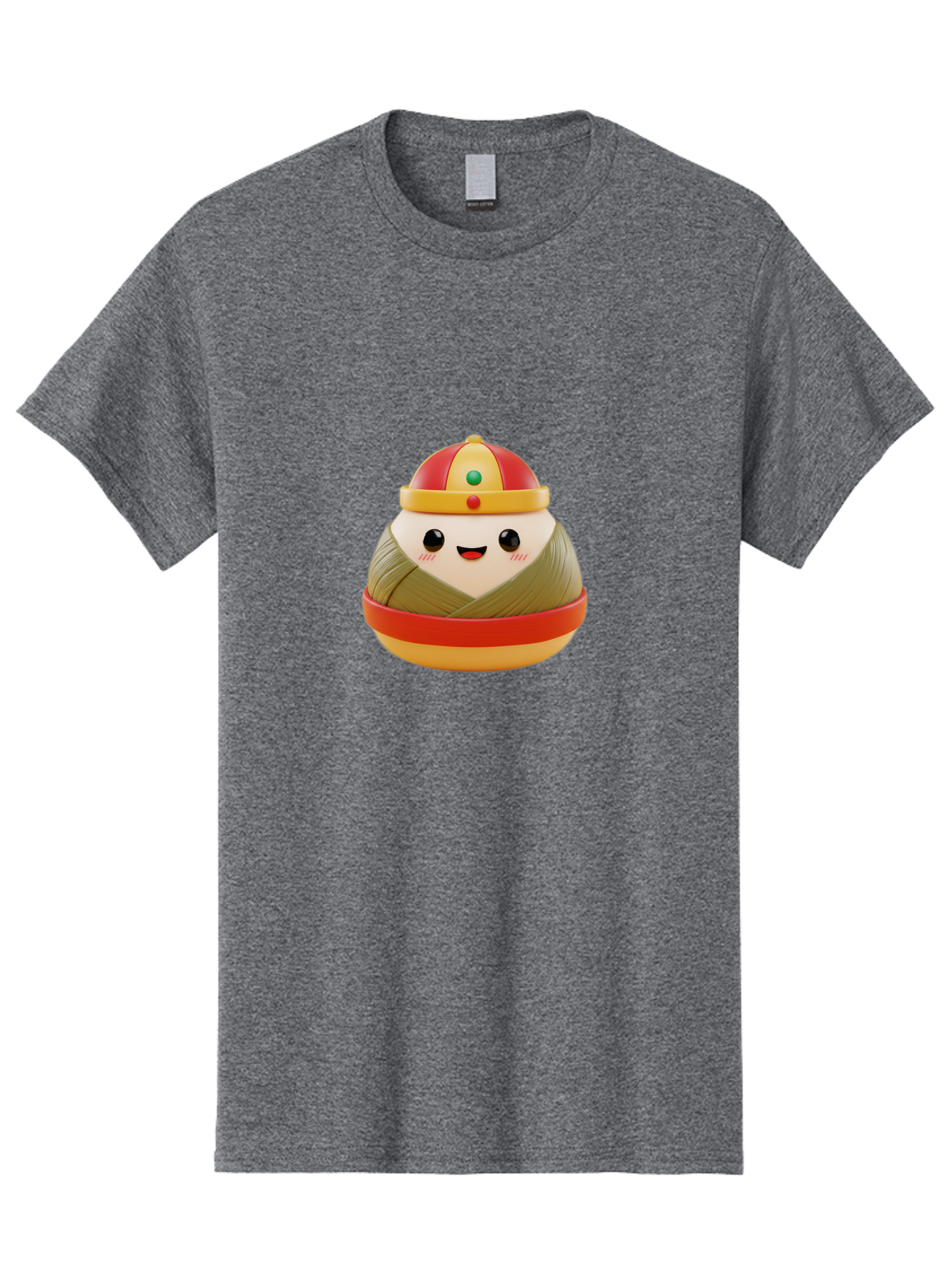 Gyoza-Prince Men'S Graphic Tee, 100% Cotton, Comfortable Casual Summer Wear, Machine Washable, Gyoza, Cartoon Character, Red And Gold Crown, Kawaii Face, Dumpling, Japanese Food, Fun Design, Cute, Cartoon Style, Playful, Foodie Art, Baa777