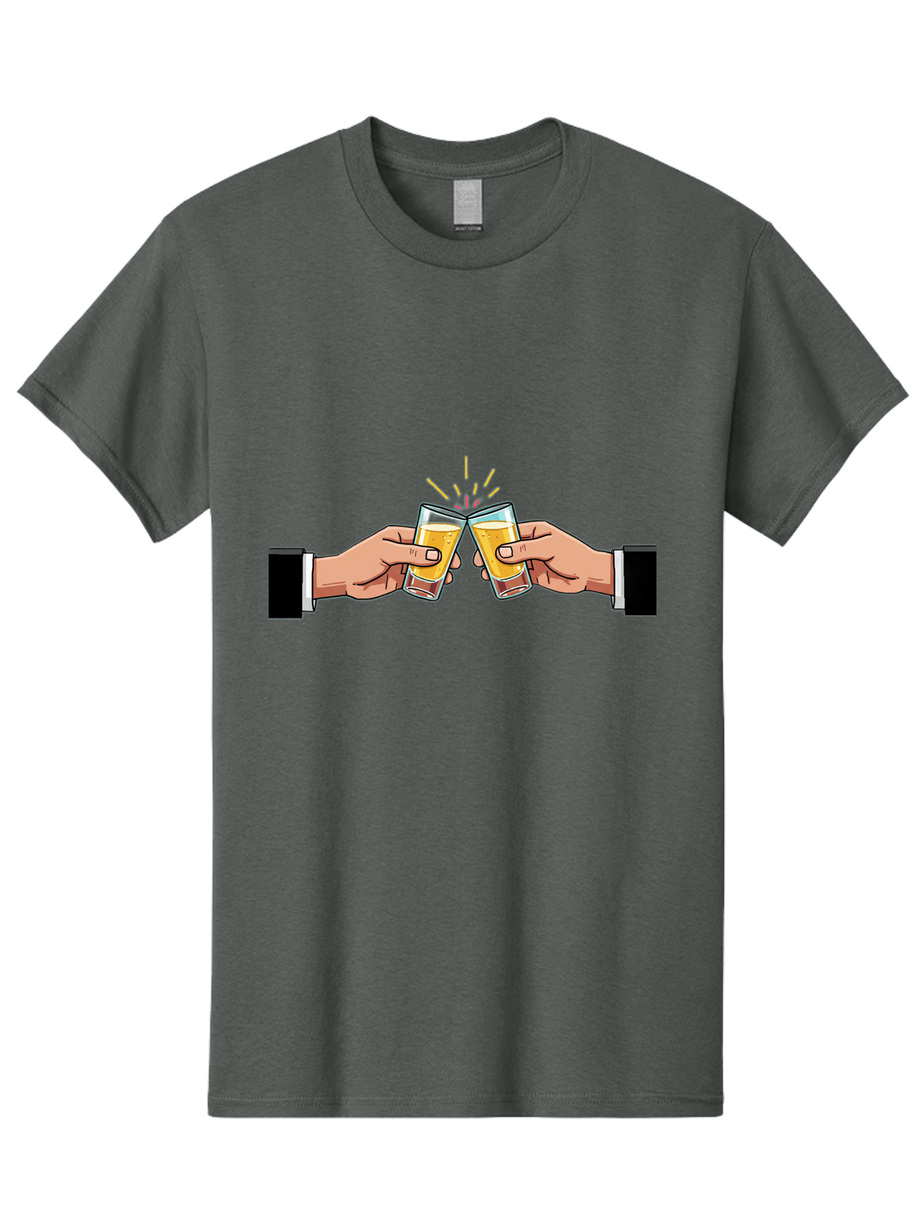 Hands-Toasting Men'S Graphic Tee, 100% Cotton, Comfortable Casual Summer Wear, Machine Washable, Clinking Glasses, Beer Toast, Celebratory Drinks, Social Gathering, Friendship Bonding, Festive Atmosphere Baa780
