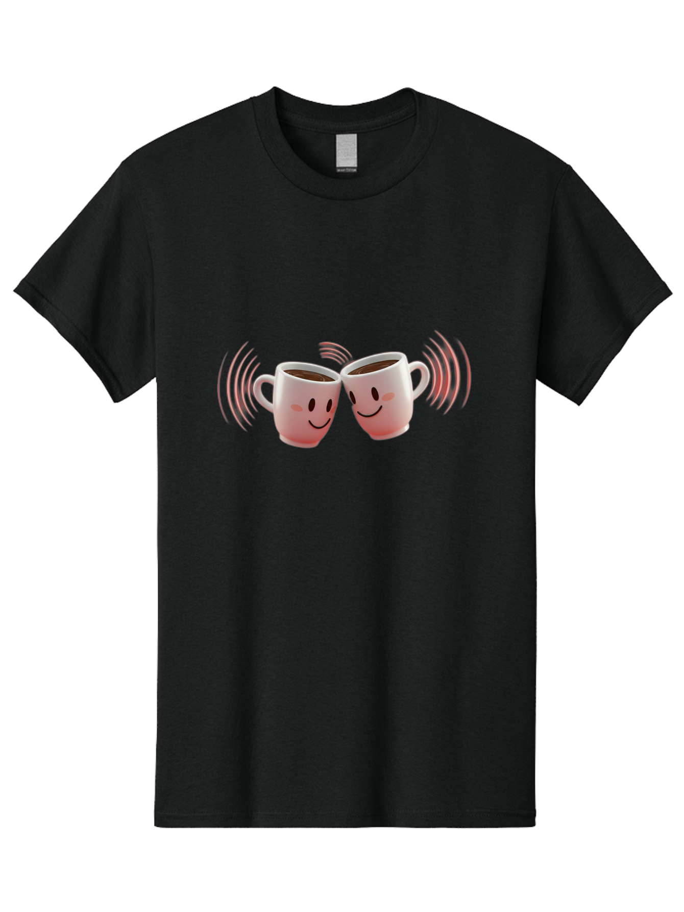 Happy-Coffee-Cups Men'S Graphic Tee, 100% Cotton, Comfortable Casual Summer Wear, Machine Washable, Clinking Coffee Cups, Smiley Faces, Coffee Break, Happy Vibes, Social Bonding, Friendship, Joyful Moment, Cute Cartoon, Coffee Lovers Baa781