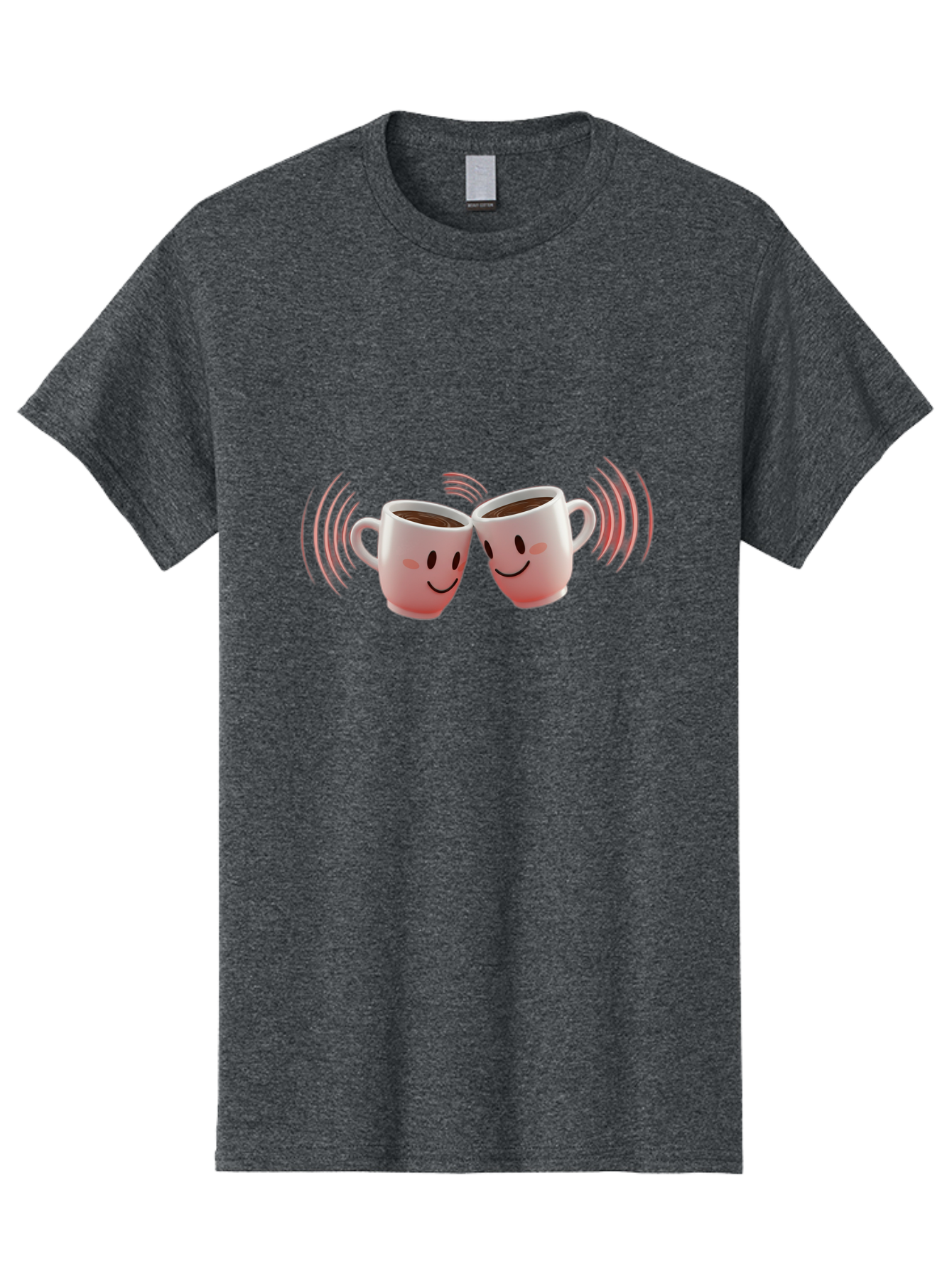Happy-Coffee-Cups Men'S Graphic Tee, 100% Cotton, Comfortable Casual Summer Wear, Machine Washable, Clinking Coffee Cups, Smiley Faces, Coffee Break, Happy Vibes, Social Bonding, Friendship, Joyful Moment, Cute Cartoon, Coffee Lovers Baa781
