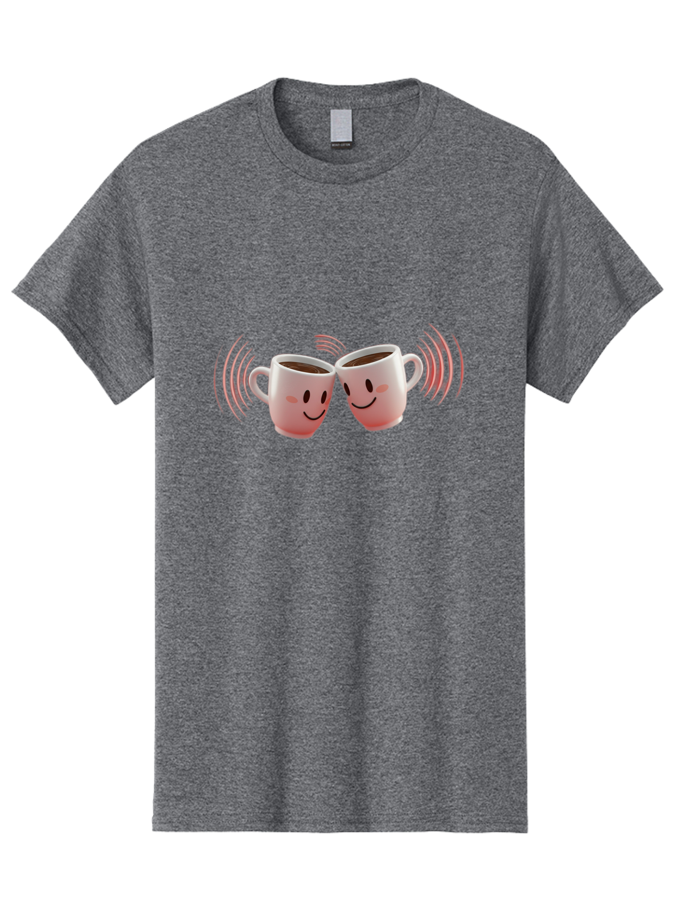 Happy-Coffee-Cups Men'S Graphic Tee, 100% Cotton, Comfortable Casual Summer Wear, Machine Washable, Clinking Coffee Cups, Smiley Faces, Coffee Break, Happy Vibes, Social Bonding, Friendship, Joyful Moment, Cute Cartoon, Coffee Lovers Baa781