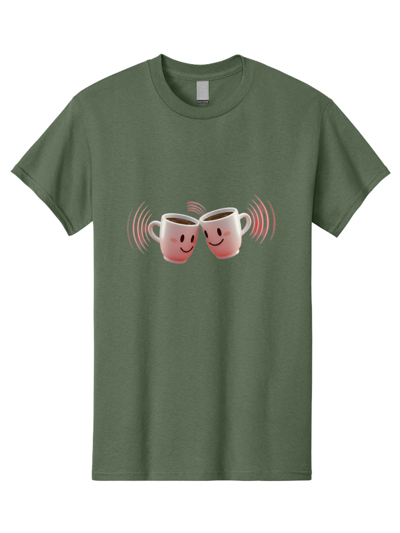 Happy-Coffee-Cups Men'S Graphic Tee, 100% Cotton, Comfortable Casual Summer Wear, Machine Washable, Clinking Coffee Cups, Smiley Faces, Coffee Break, Happy Vibes, Social Bonding, Friendship, Joyful Moment, Cute Cartoon, Coffee Lovers Baa781