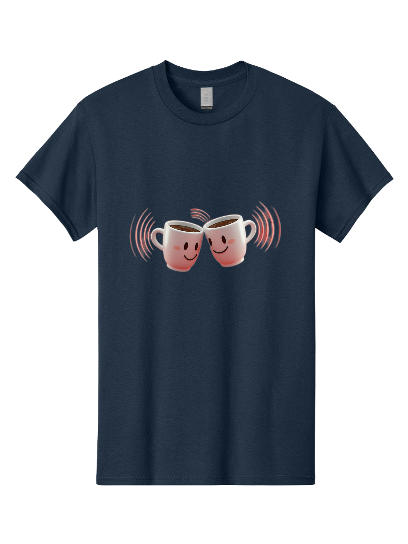 Happy-Coffee-Cups Men'S Graphic Tee, 100% Cotton, Comfortable Casual Summer Wear, Machine Washable, Clinking Coffee Cups, Smiley Faces, Coffee Break, Happy Vibes, Social Bonding, Friendship, Joyful Moment, Cute Cartoon, Coffee Lovers Baa781