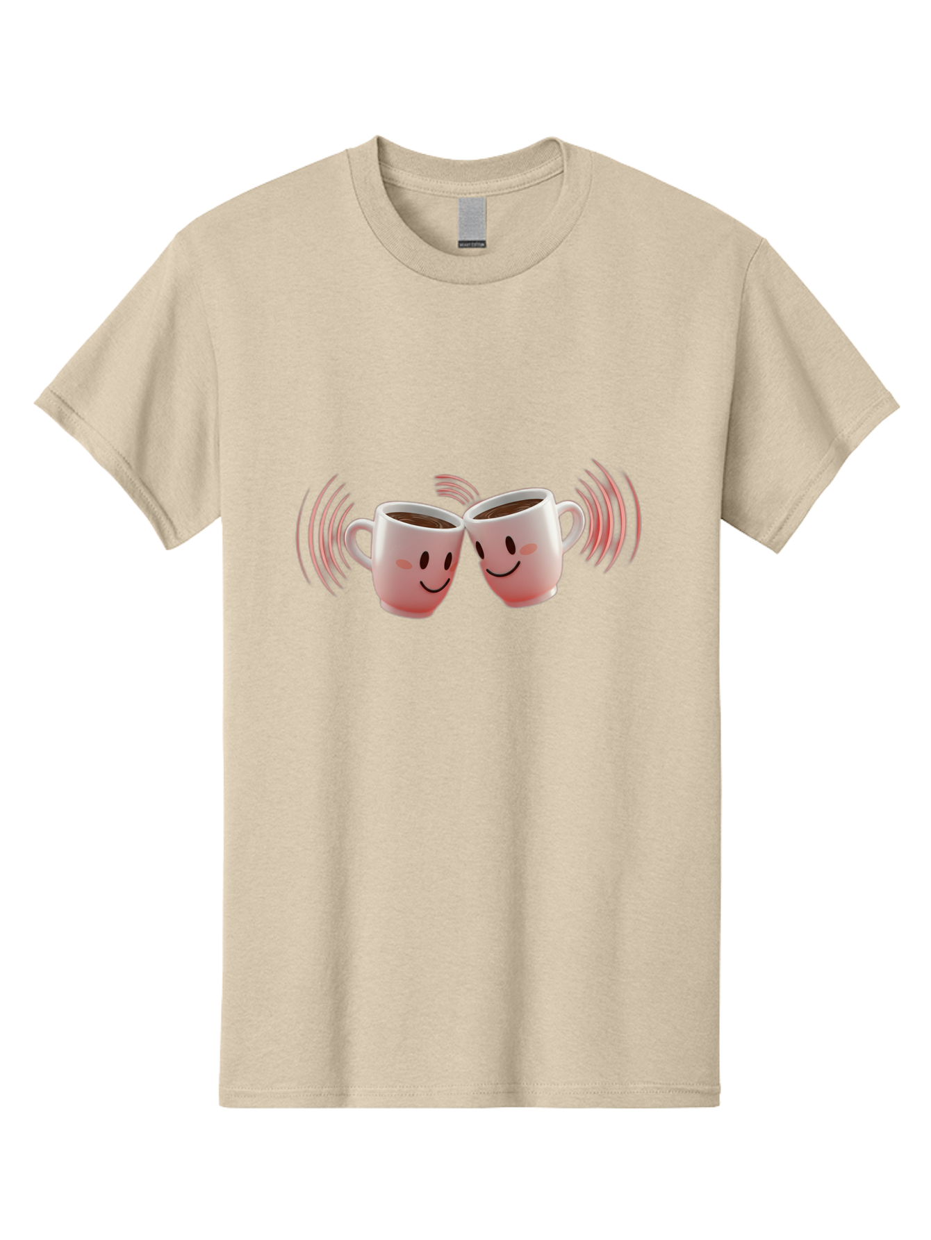 Happy-Coffee-Cups Men'S Graphic Tee, 100% Cotton, Comfortable Casual Summer Wear, Machine Washable, Clinking Coffee Cups, Smiley Faces, Coffee Break, Happy Vibes, Social Bonding, Friendship, Joyful Moment, Cute Cartoon, Coffee Lovers Baa781