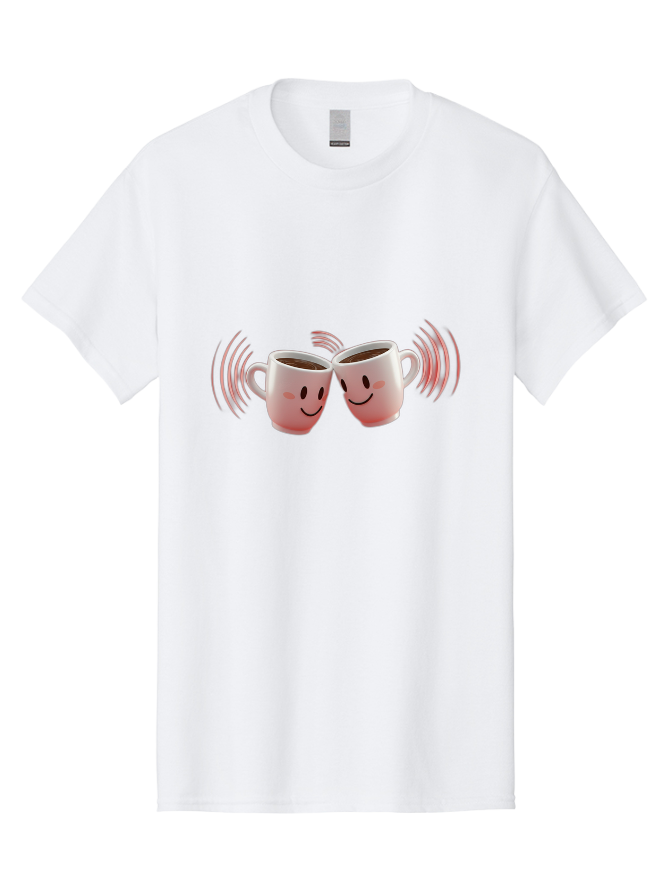 Happy-Coffee-Cups Men'S Graphic Tee, 100% Cotton, Comfortable Casual Summer Wear, Machine Washable, Clinking Coffee Cups, Smiley Faces, Coffee Break, Happy Vibes, Social Bonding, Friendship, Joyful Moment, Cute Cartoon, Coffee Lovers Baa781