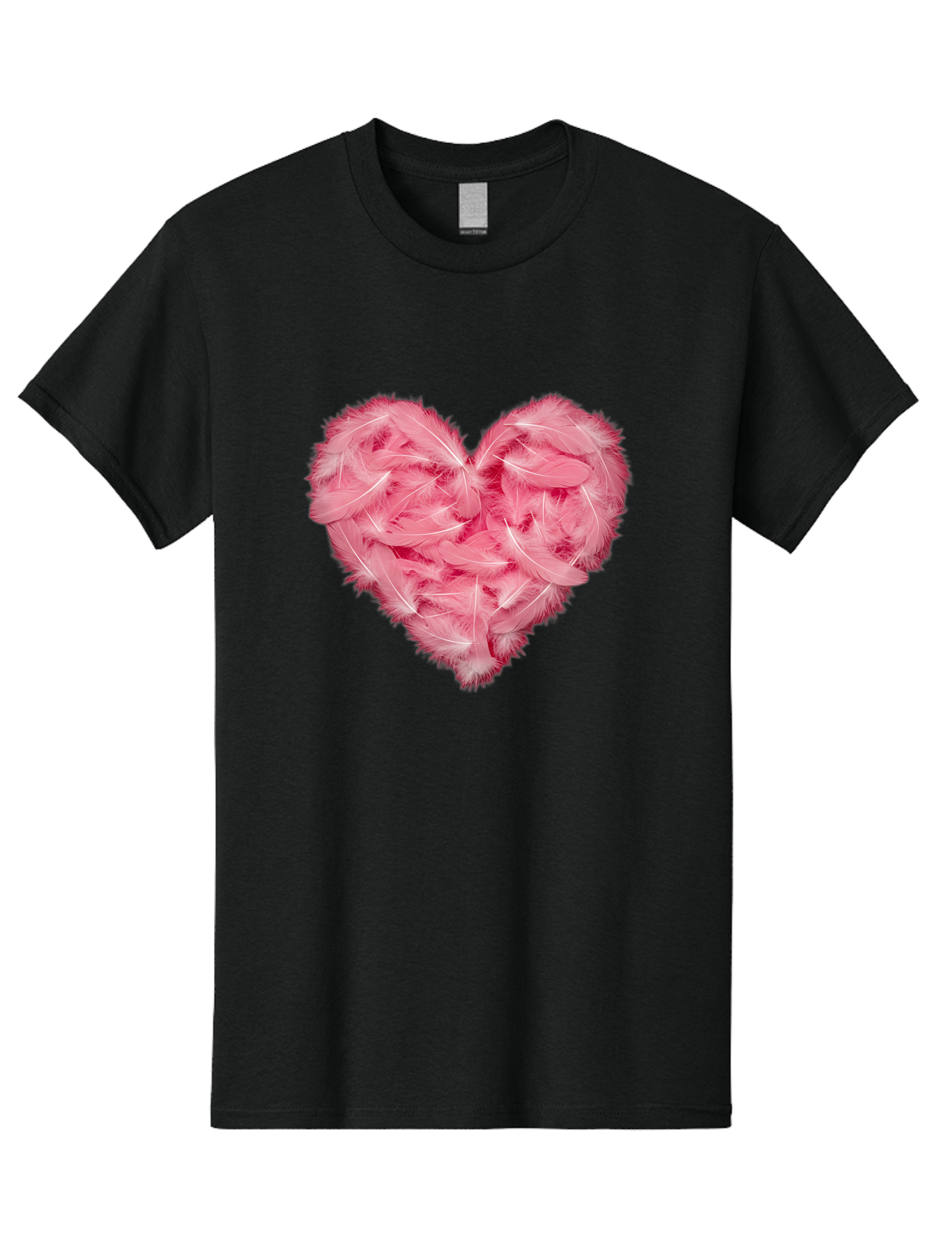 Heart-Of-Feathers Men'S Graphic Tee, 100% Cotton, Comfortable Casual Summer Wear, Machine Washable, Pink Feather Heart, Love Symbol, Soft Texture, Delicate Feathers, Romantic Gesture, Tender Heart, Loving Feeling Baa787