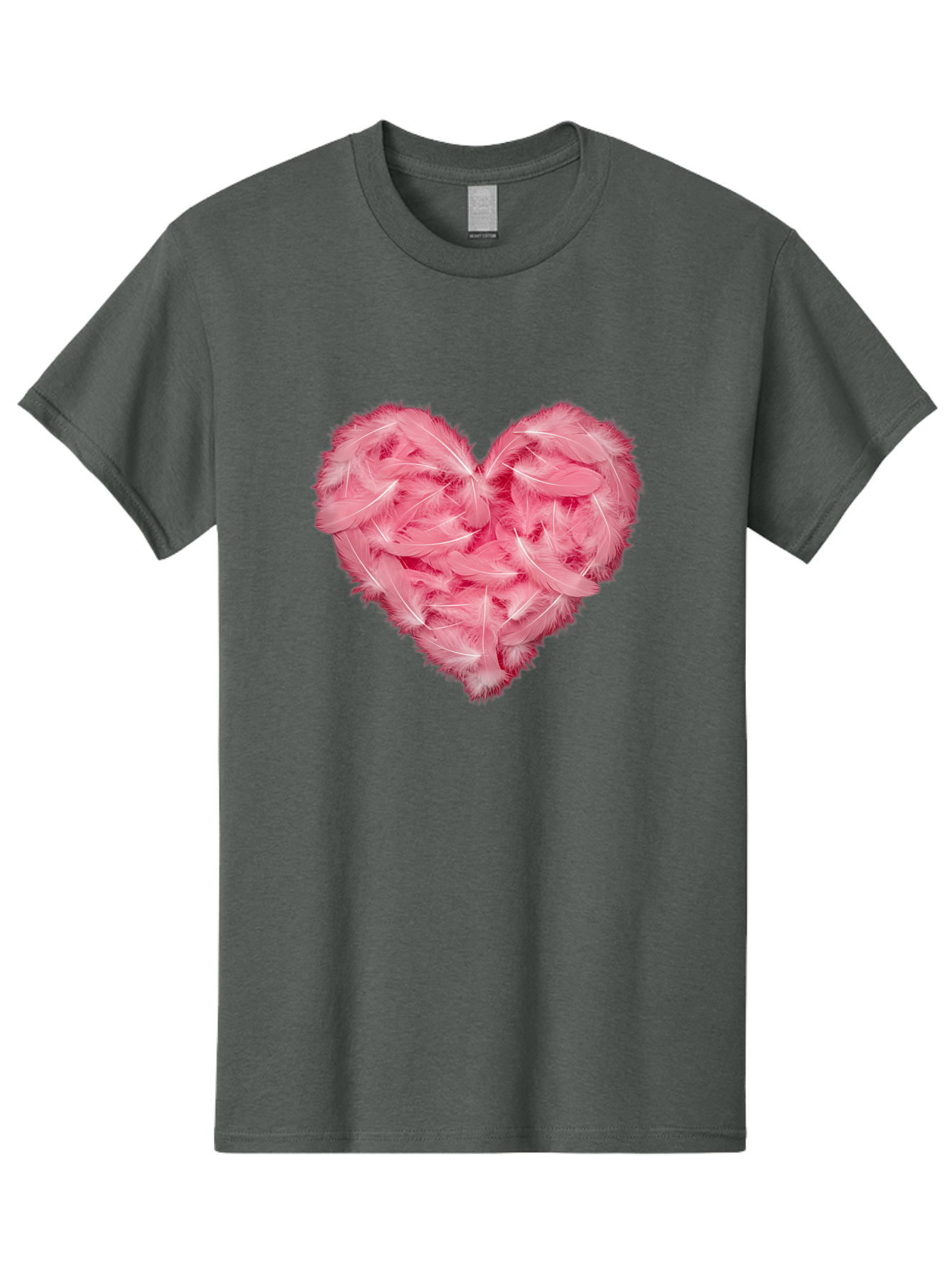 Heart-Of-Feathers Men'S Graphic Tee, 100% Cotton, Comfortable Casual Summer Wear, Machine Washable, Pink Feather Heart, Love Symbol, Soft Texture, Delicate Feathers, Romantic Gesture, Tender Heart, Loving Feeling Baa787