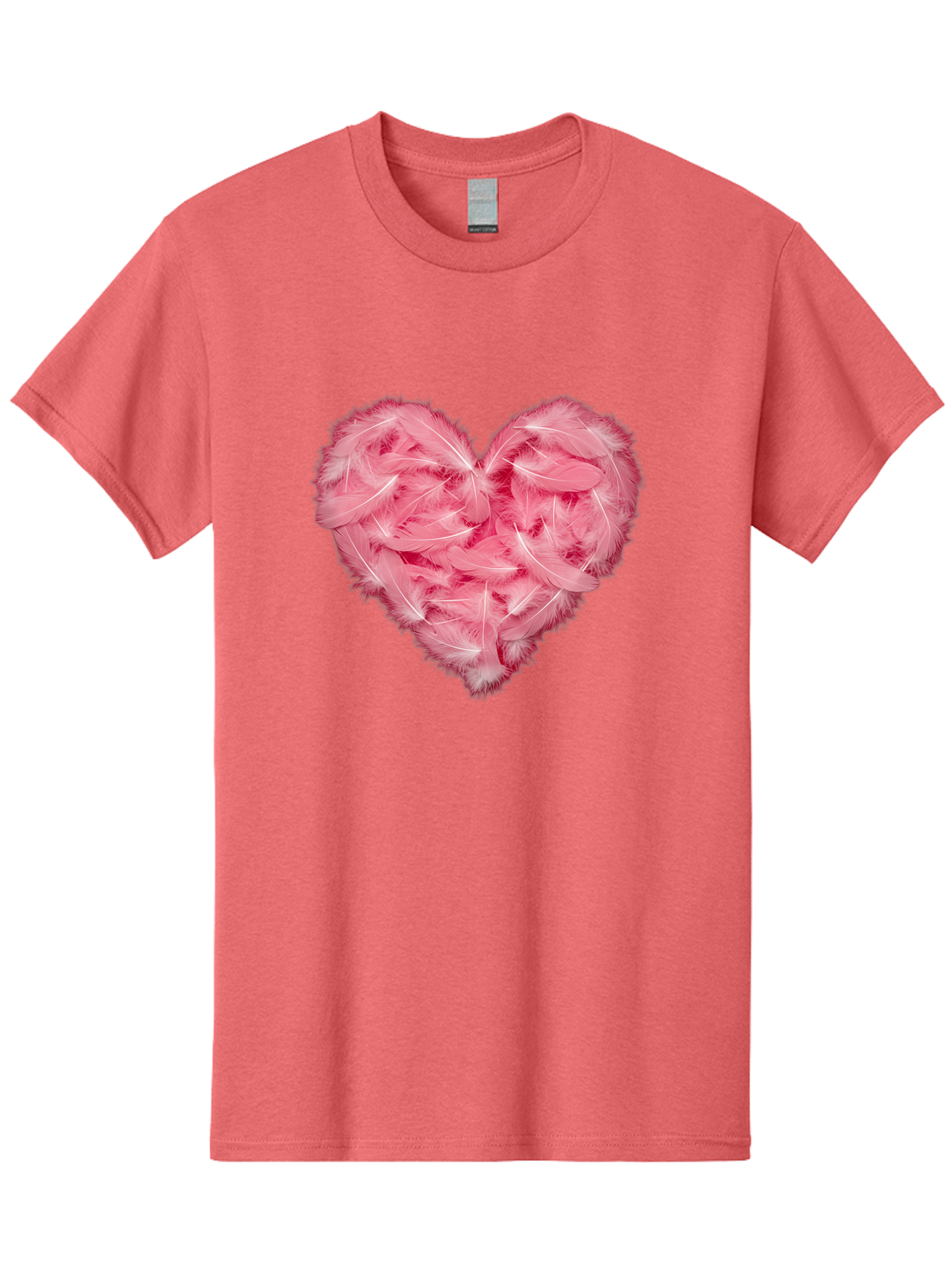 Heart-Of-Feathers Men'S Graphic Tee, 100% Cotton, Comfortable Casual Summer Wear, Machine Washable, Pink Feather Heart, Love Symbol, Soft Texture, Delicate Feathers, Romantic Gesture, Tender Heart, Loving Feeling Baa787