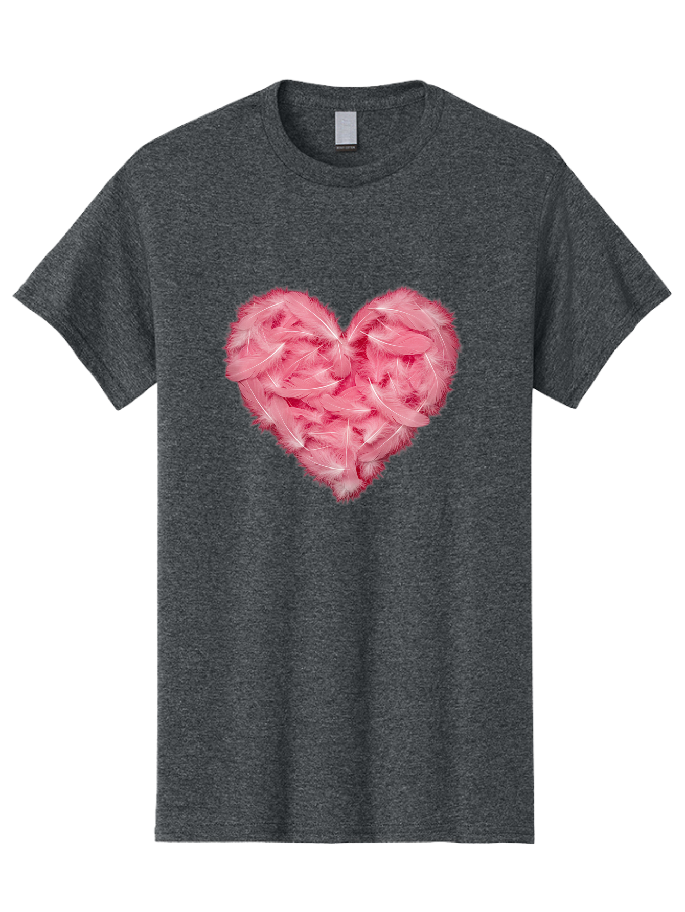 Heart-Of-Feathers Men'S Graphic Tee, 100% Cotton, Comfortable Casual Summer Wear, Machine Washable, Pink Feather Heart, Love Symbol, Soft Texture, Delicate Feathers, Romantic Gesture, Tender Heart, Loving Feeling Baa787
