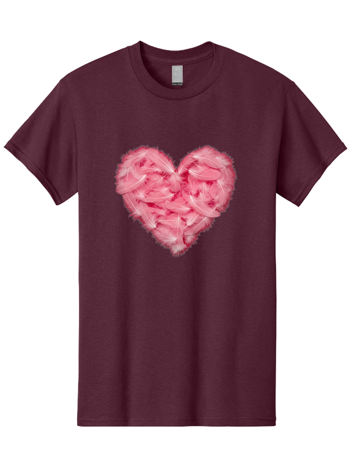 Heart-Of-Feathers Men'S Graphic Tee, 100% Cotton, Comfortable Casual Summer Wear, Machine Washable, Pink Feather Heart, Love Symbol, Soft Texture, Delicate Feathers, Romantic Gesture, Tender Heart, Loving Feeling Baa787