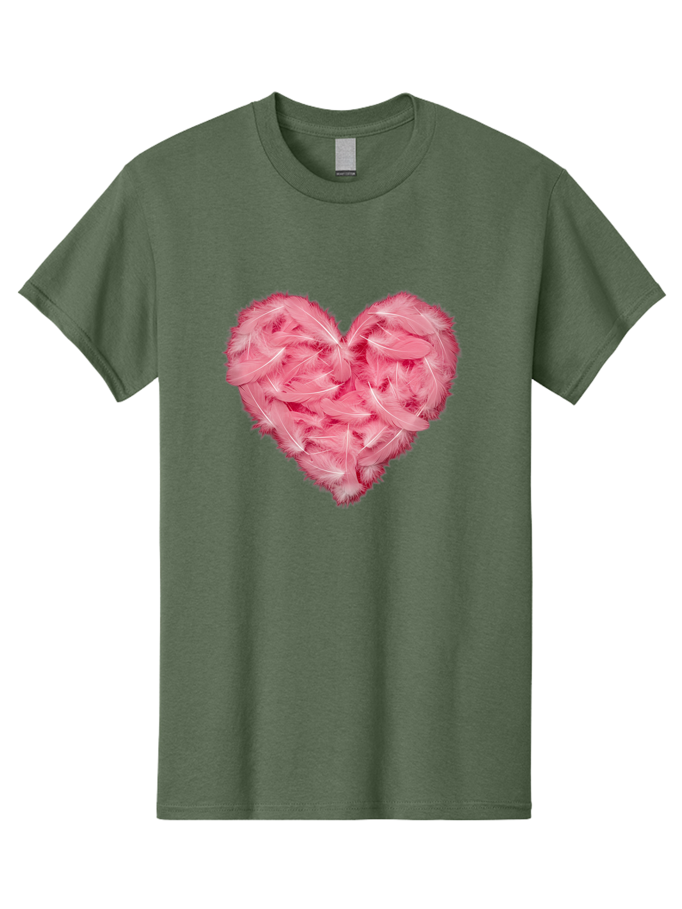 Heart-Of-Feathers Men'S Graphic Tee, 100% Cotton, Comfortable Casual Summer Wear, Machine Washable, Pink Feather Heart, Love Symbol, Soft Texture, Delicate Feathers, Romantic Gesture, Tender Heart, Loving Feeling Baa787