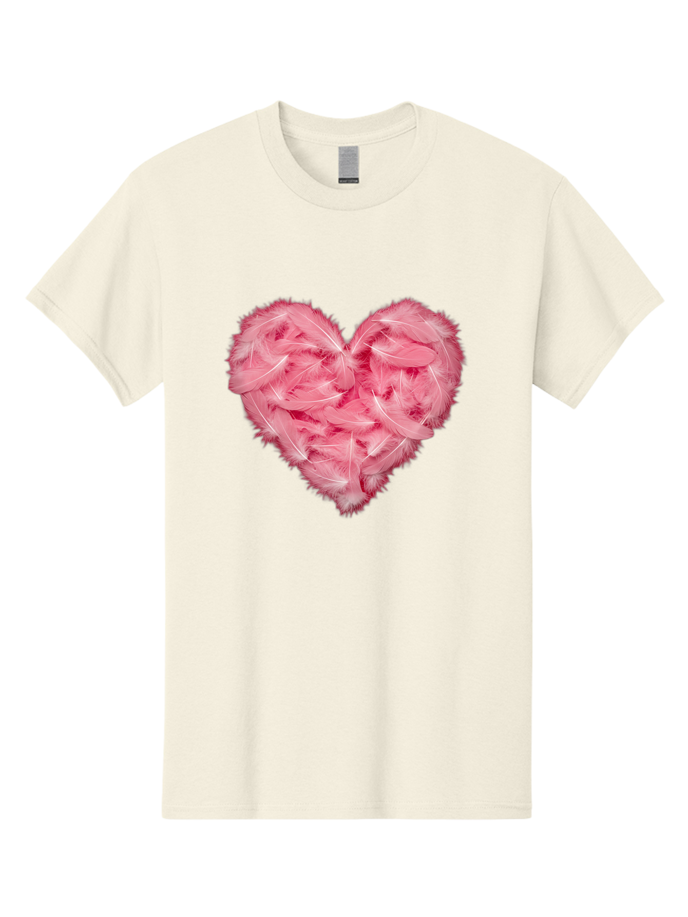 Heart-Of-Feathers Men'S Graphic Tee, 100% Cotton, Comfortable Casual Summer Wear, Machine Washable, Pink Feather Heart, Love Symbol, Soft Texture, Delicate Feathers, Romantic Gesture, Tender Heart, Loving Feeling Baa787