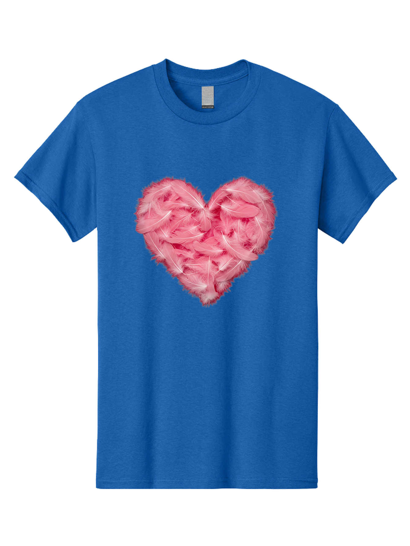 Heart-Of-Feathers Men'S Graphic Tee, 100% Cotton, Comfortable Casual Summer Wear, Machine Washable, Pink Feather Heart, Love Symbol, Soft Texture, Delicate Feathers, Romantic Gesture, Tender Heart, Loving Feeling Baa787