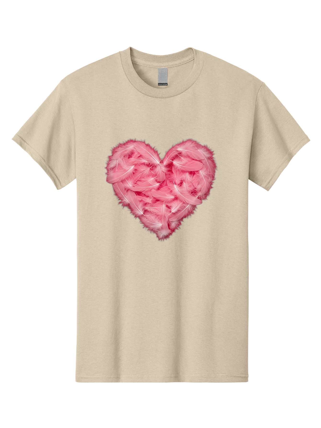 Heart-Of-Feathers Men'S Graphic Tee, 100% Cotton, Comfortable Casual Summer Wear, Machine Washable, Pink Feather Heart, Love Symbol, Soft Texture, Delicate Feathers, Romantic Gesture, Tender Heart, Loving Feeling Baa787