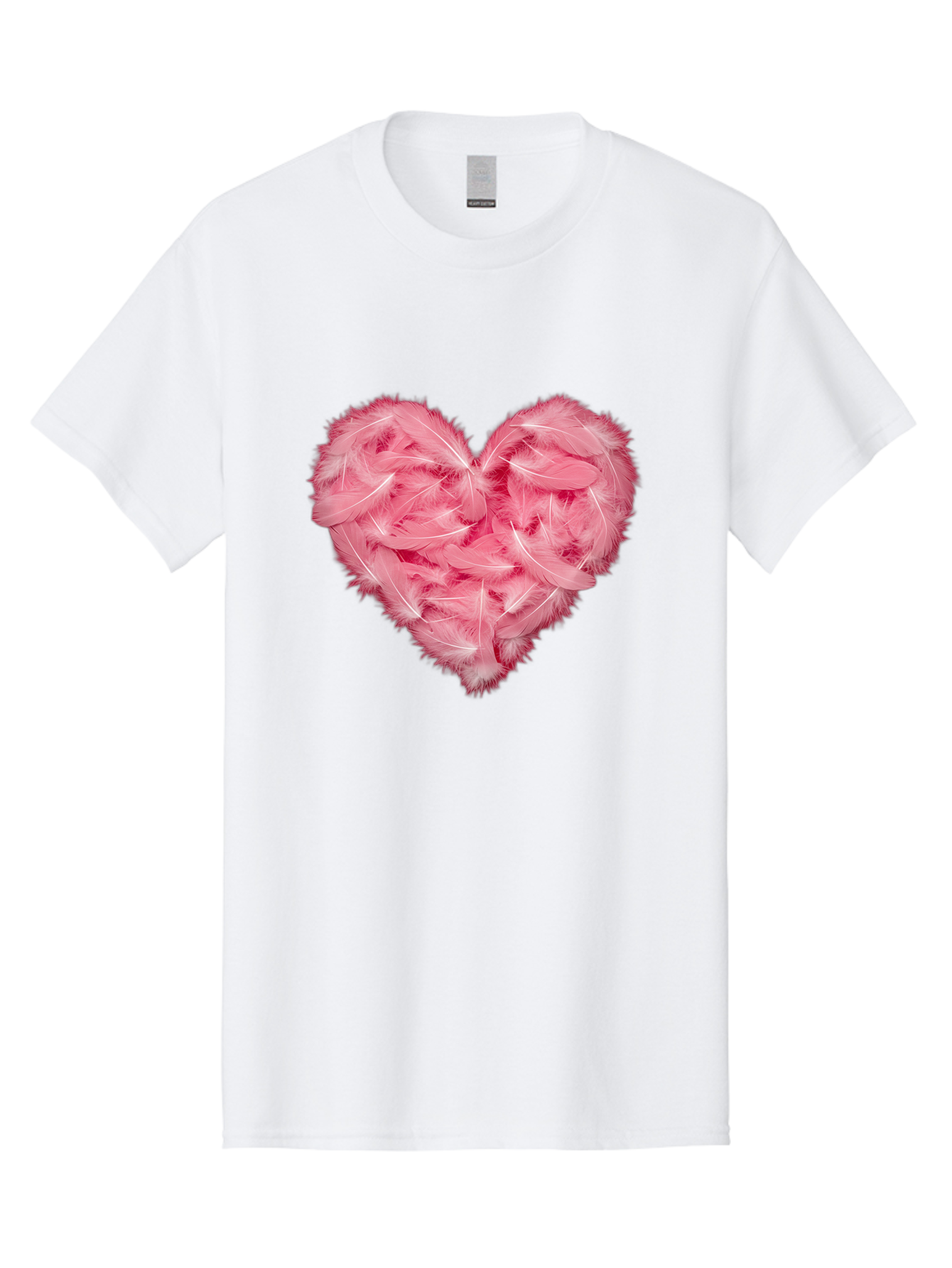 Heart-Of-Feathers Men'S Graphic Tee, 100% Cotton, Comfortable Casual Summer Wear, Machine Washable, Pink Feather Heart, Love Symbol, Soft Texture, Delicate Feathers, Romantic Gesture, Tender Heart, Loving Feeling Baa787
