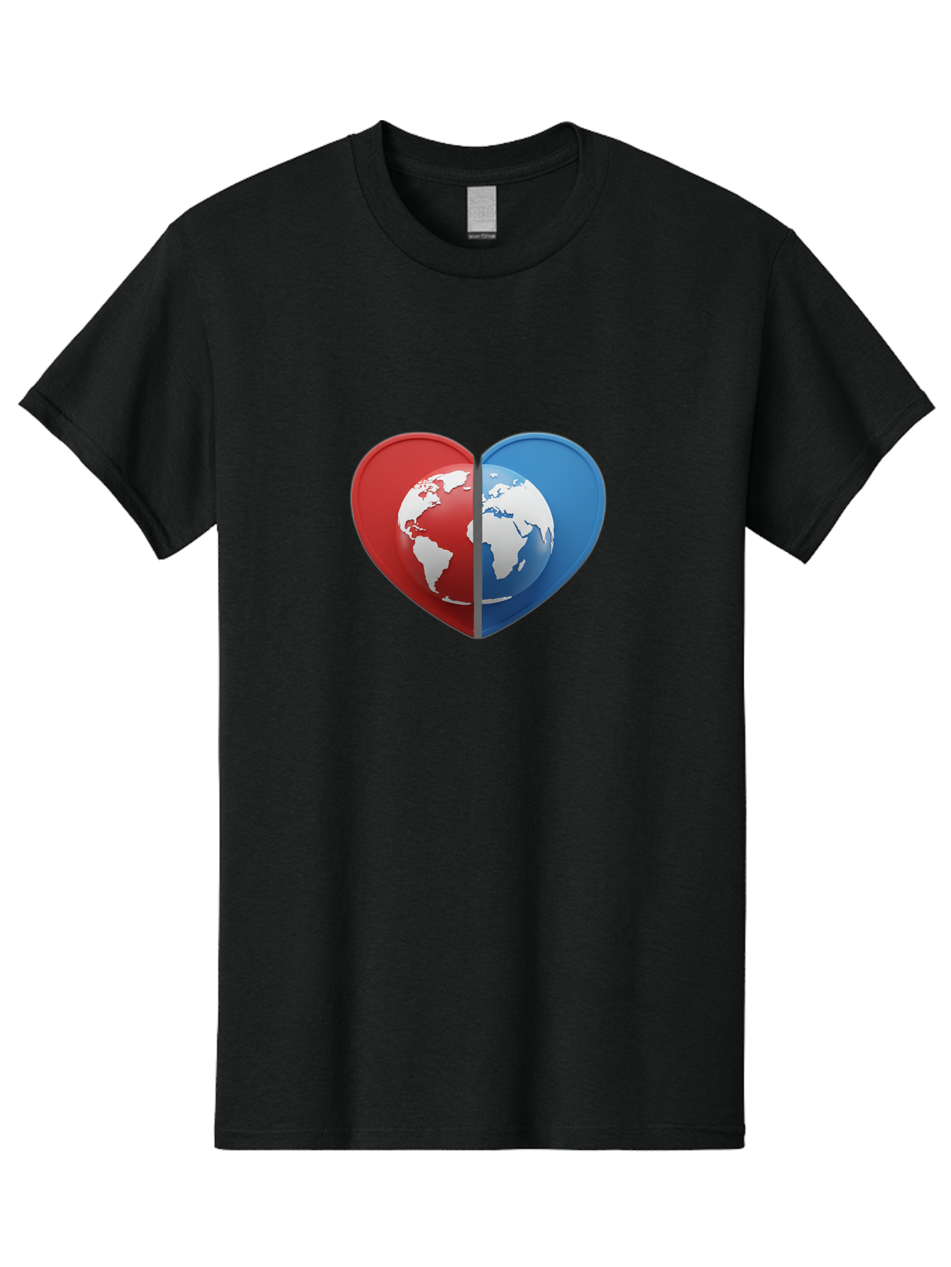 Heart-Shaped-Earth Men'S Graphic Tee, 100% Cotton, Comfortable Casual Summer Wear, Machine Washable, Heart-Shaped Earth, Global Unity, World Love, International Harmony, Earth Symbol, Global Connection, Love For Planet, World Map, Baa791