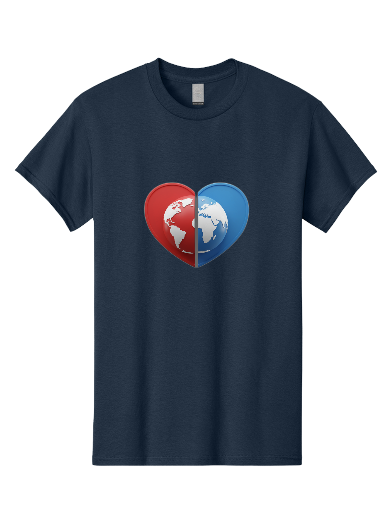 Heart-Shaped-Earth Men'S Graphic Tee, 100% Cotton, Comfortable Casual Summer Wear, Machine Washable, Heart-Shaped Earth, Global Unity, World Love, International Harmony, Earth Symbol, Global Connection, Love For Planet, World Map, Baa791