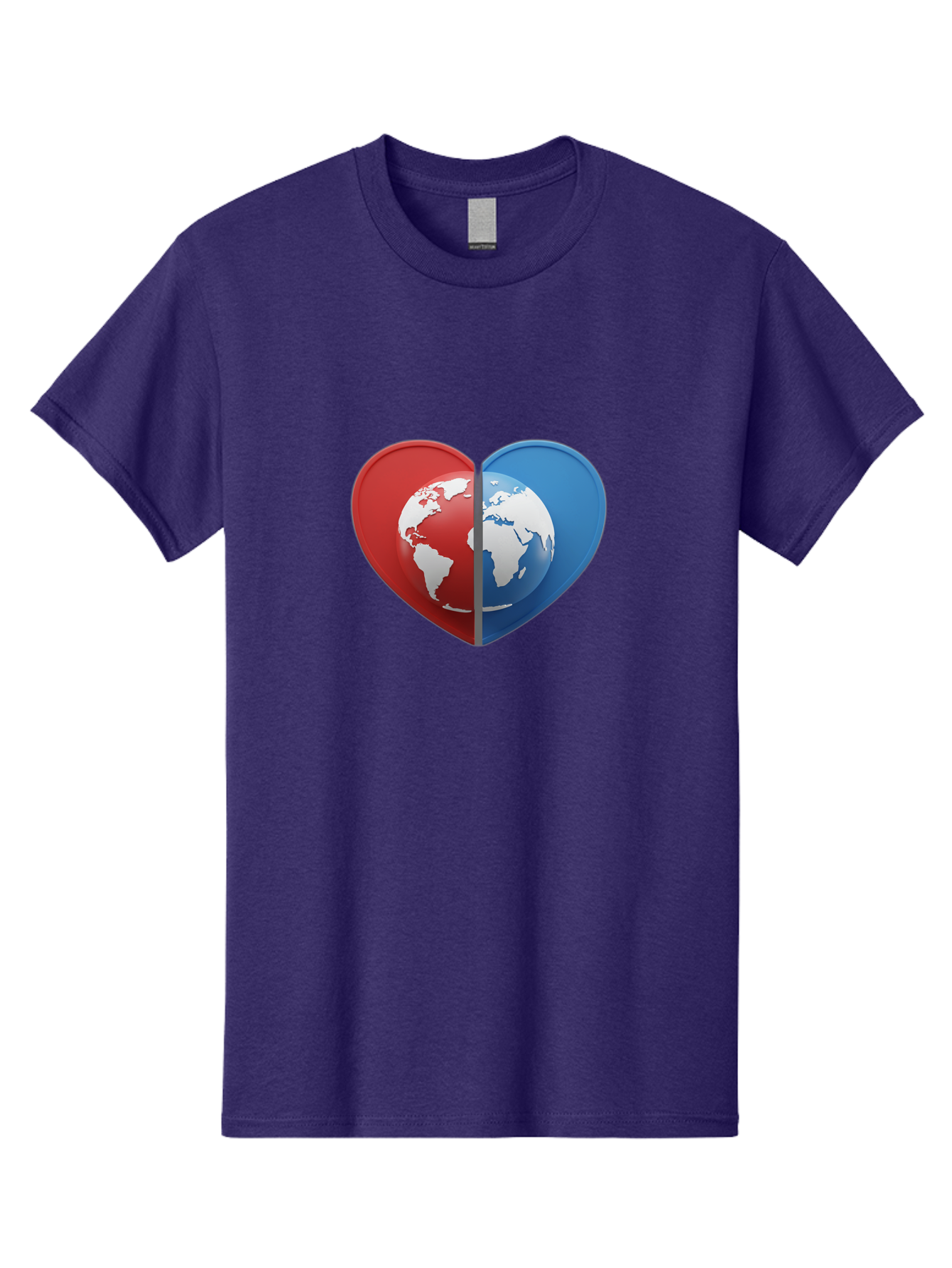Heart-Shaped-Earth Men'S Graphic Tee, 100% Cotton, Comfortable Casual Summer Wear, Machine Washable, Heart-Shaped Earth, Global Unity, World Love, International Harmony, Earth Symbol, Global Connection, Love For Planet, World Map, Baa791