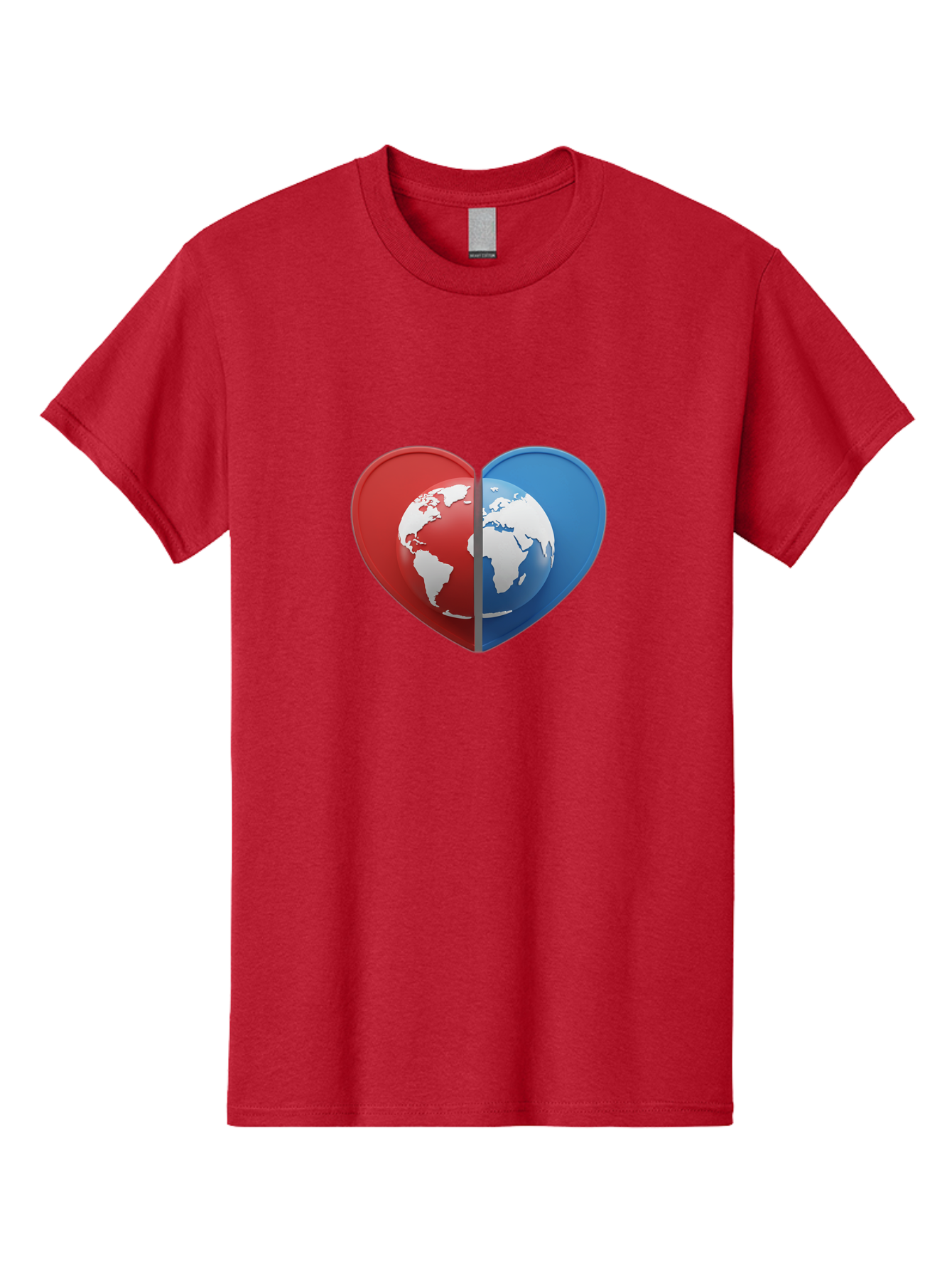 Heart-Shaped-Earth Men'S Graphic Tee, 100% Cotton, Comfortable Casual Summer Wear, Machine Washable, Heart-Shaped Earth, Global Unity, World Love, International Harmony, Earth Symbol, Global Connection, Love For Planet, World Map, Baa791
