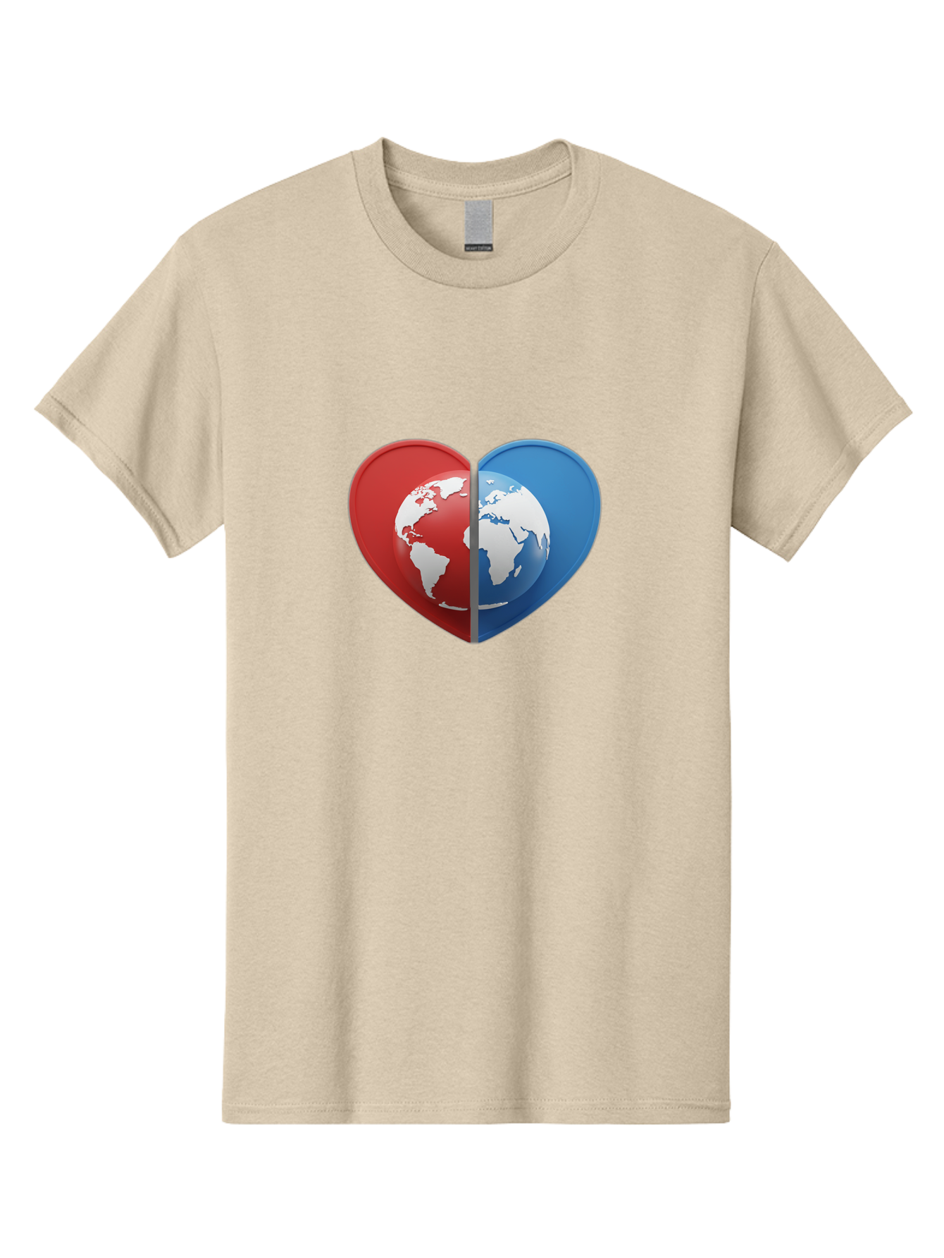 Heart-Shaped-Earth Men'S Graphic Tee, 100% Cotton, Comfortable Casual Summer Wear, Machine Washable, Heart-Shaped Earth, Global Unity, World Love, International Harmony, Earth Symbol, Global Connection, Love For Planet, World Map, Baa791