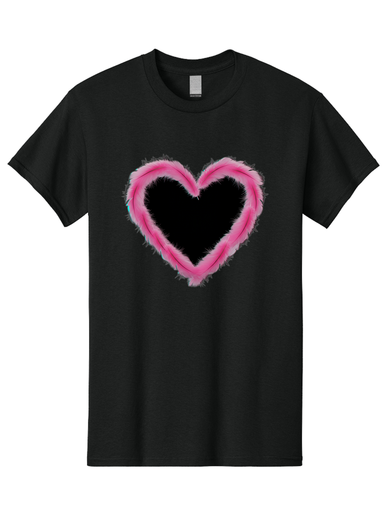 Heart Men'S Graphic Tee, 100% Cotton, Comfortable Casual Summer Wear, Machine Washable, Pink Feather Heart, Fluffy Heart, Romantic Symbol, Fuzzy Love, Heart Shape, Feather Design, Cute Graphics, Valentine'S Icon Baa794
