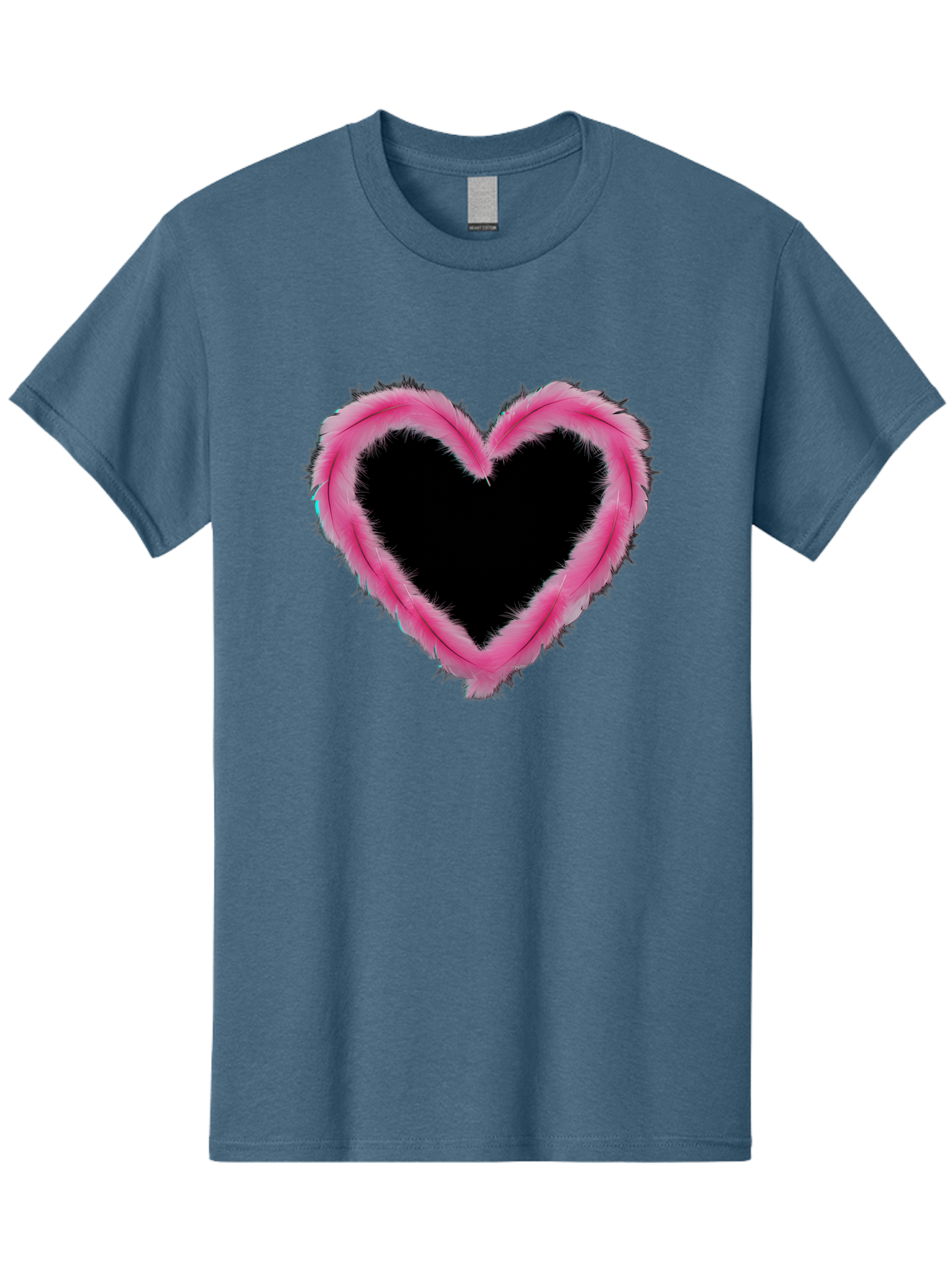 Heart Men'S Graphic Tee, 100% Cotton, Comfortable Casual Summer Wear, Machine Washable, Pink Feather Heart, Fluffy Heart, Romantic Symbol, Fuzzy Love, Heart Shape, Feather Design, Cute Graphics, Valentine'S Icon Baa794