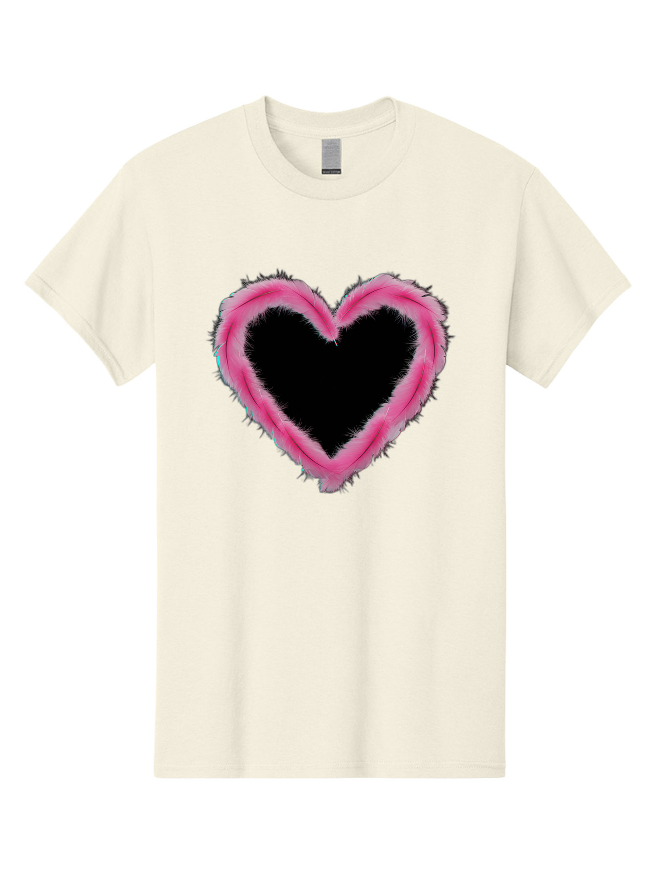 Heart Men'S Graphic Tee, 100% Cotton, Comfortable Casual Summer Wear, Machine Washable, Pink Feather Heart, Fluffy Heart, Romantic Symbol, Fuzzy Love, Heart Shape, Feather Design, Cute Graphics, Valentine'S Icon Baa794