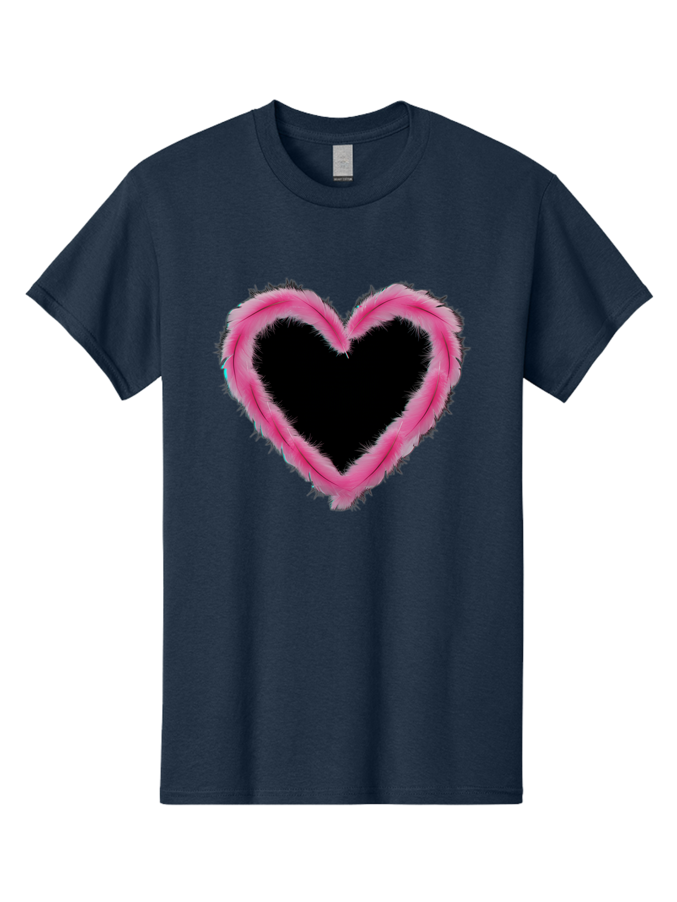 Heart Men'S Graphic Tee, 100% Cotton, Comfortable Casual Summer Wear, Machine Washable, Pink Feather Heart, Fluffy Heart, Romantic Symbol, Fuzzy Love, Heart Shape, Feather Design, Cute Graphics, Valentine'S Icon Baa794