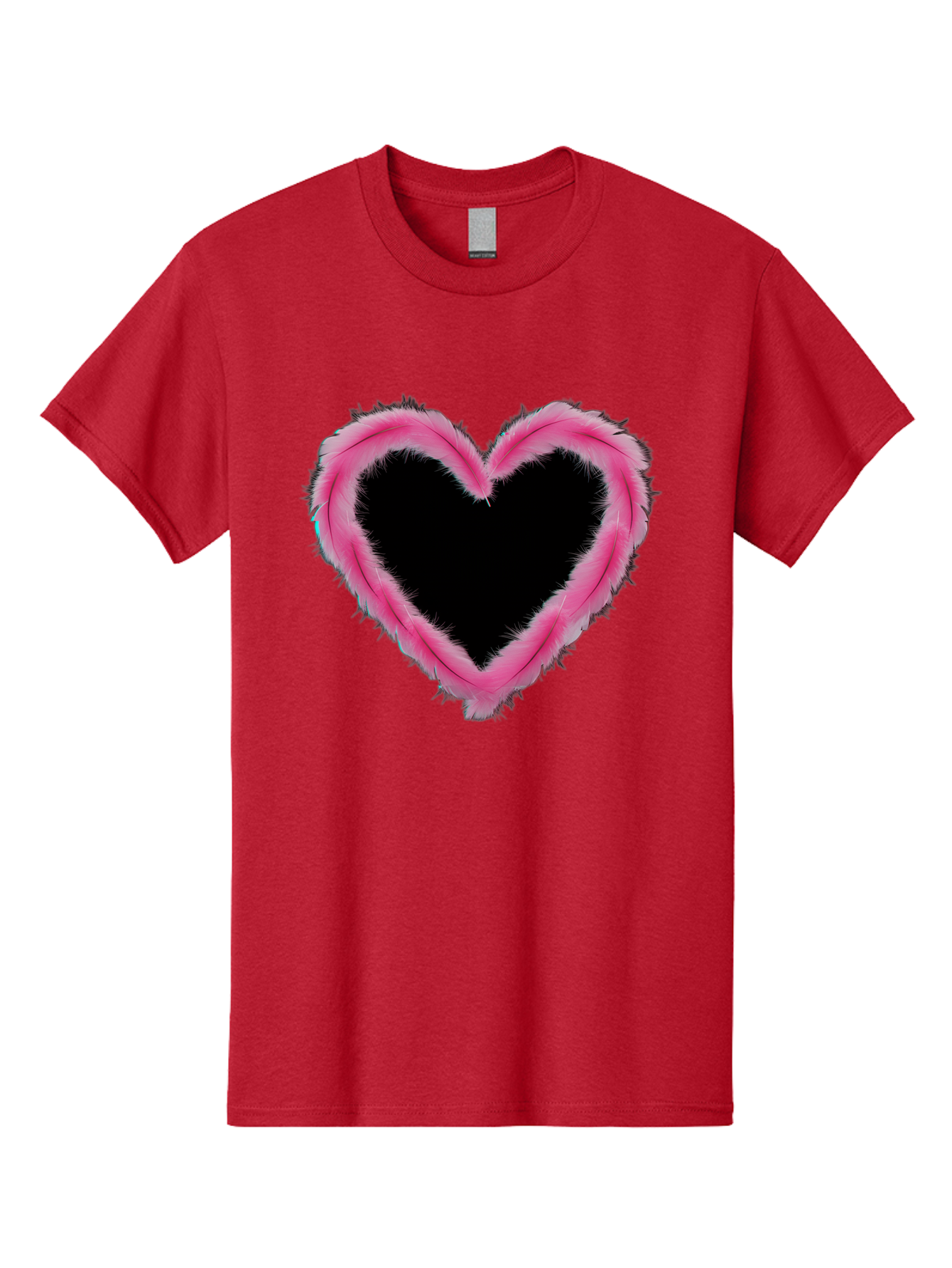 Heart Men'S Graphic Tee, 100% Cotton, Comfortable Casual Summer Wear, Machine Washable, Pink Feather Heart, Fluffy Heart, Romantic Symbol, Fuzzy Love, Heart Shape, Feather Design, Cute Graphics, Valentine'S Icon Baa794