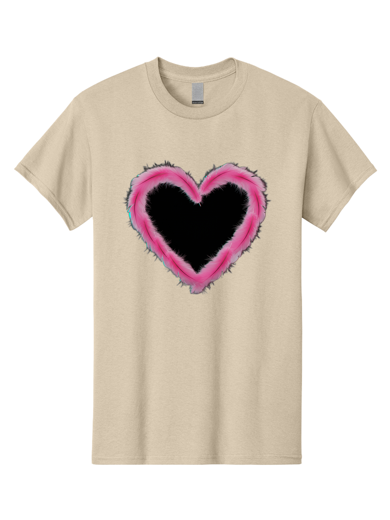 Heart Men'S Graphic Tee, 100% Cotton, Comfortable Casual Summer Wear, Machine Washable, Pink Feather Heart, Fluffy Heart, Romantic Symbol, Fuzzy Love, Heart Shape, Feather Design, Cute Graphics, Valentine'S Icon Baa794