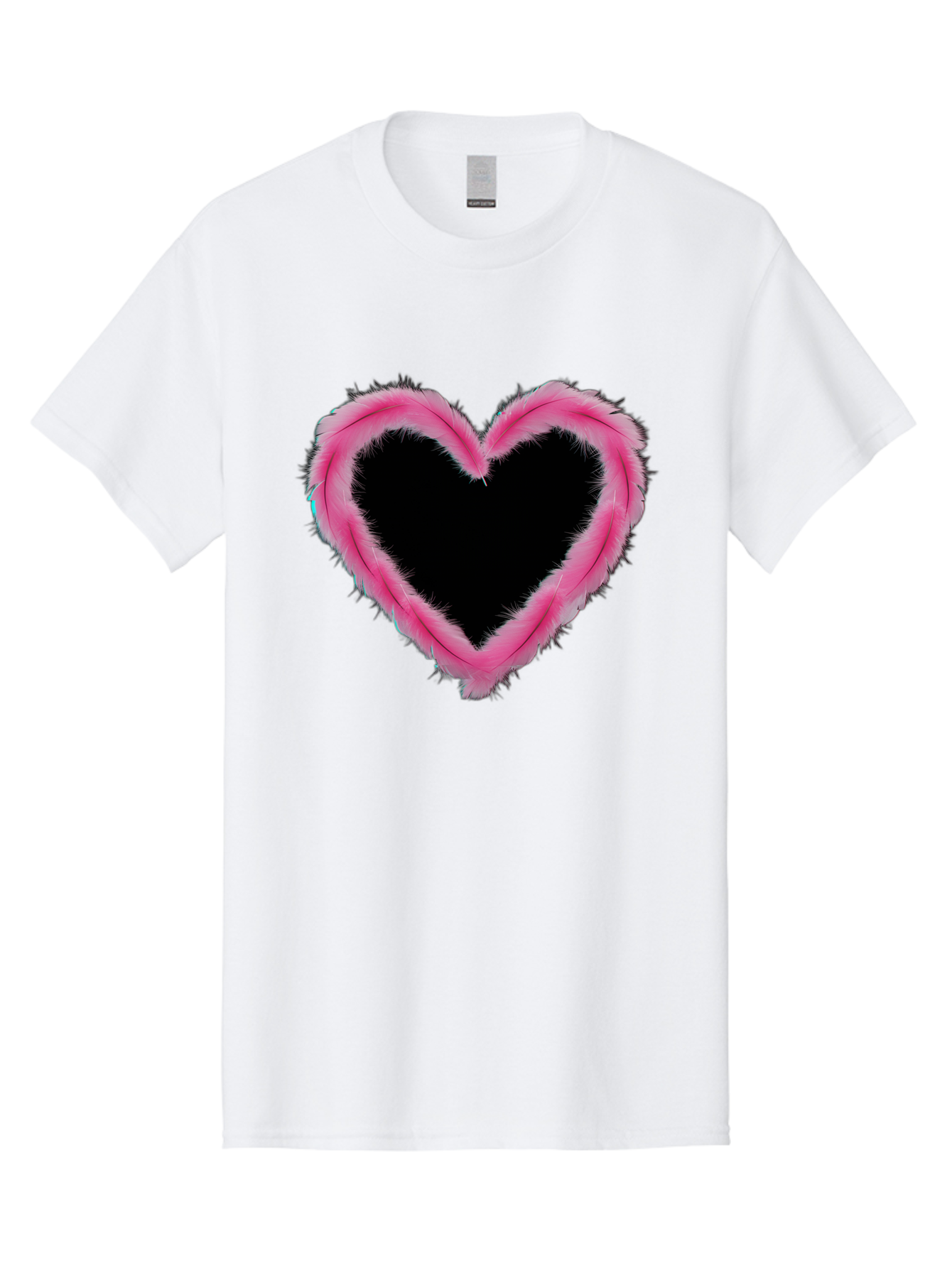 Heart Men'S Graphic Tee, 100% Cotton, Comfortable Casual Summer Wear, Machine Washable, Pink Feather Heart, Fluffy Heart, Romantic Symbol, Fuzzy Love, Heart Shape, Feather Design, Cute Graphics, Valentine'S Icon Baa794
