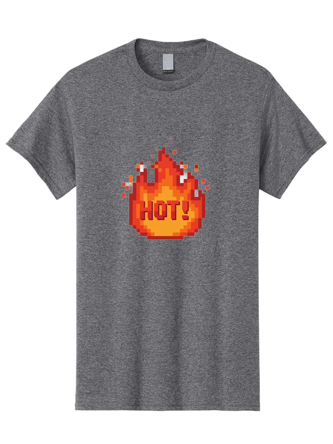 Hot-1 Men'S Graphic Tee, 100% Cotton, Comfortable Casual Summer Wear, Machine Washable, Blazing Fire, Hot Emoji, Burning Flames, Fiery Passion, Intense Heat, Vibrant Graphics, Pixel Art, Retro Style, Digital Graphics Baa797