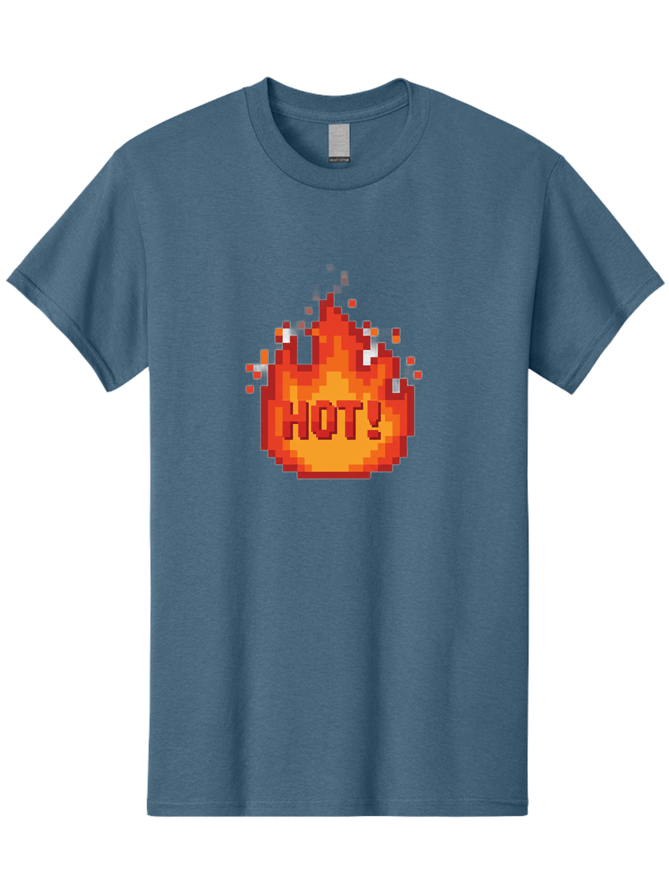 Hot-1 Men'S Graphic Tee, 100% Cotton, Comfortable Casual Summer Wear, Machine Washable, Blazing Fire, Hot Emoji, Burning Flames, Fiery Passion, Intense Heat, Vibrant Graphics, Pixel Art, Retro Style, Digital Graphics Baa797