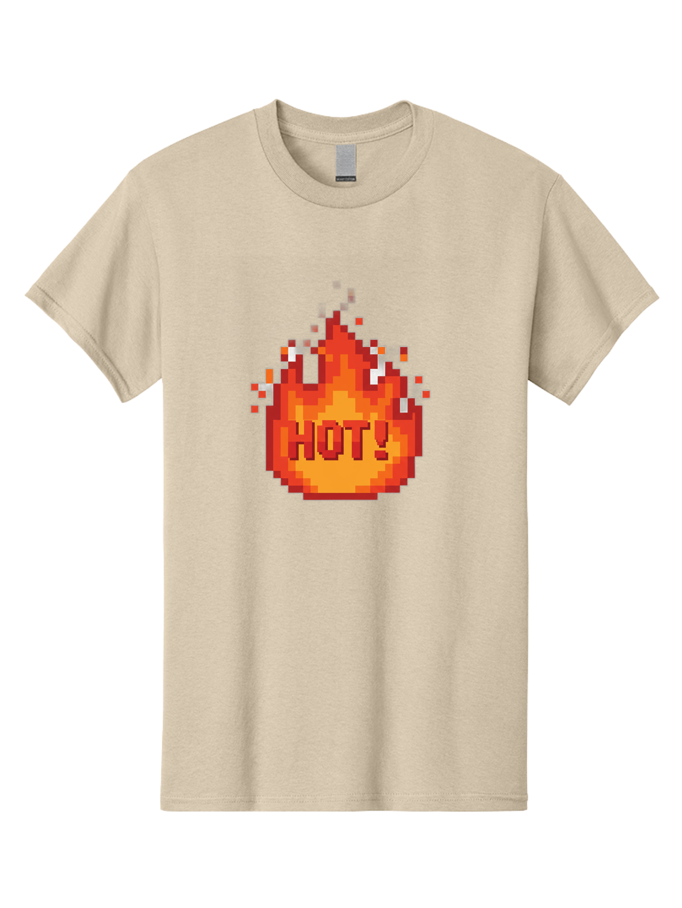Hot-1 Men'S Graphic Tee, 100% Cotton, Comfortable Casual Summer Wear, Machine Washable, Blazing Fire, Hot Emoji, Burning Flames, Fiery Passion, Intense Heat, Vibrant Graphics, Pixel Art, Retro Style, Digital Graphics Baa797