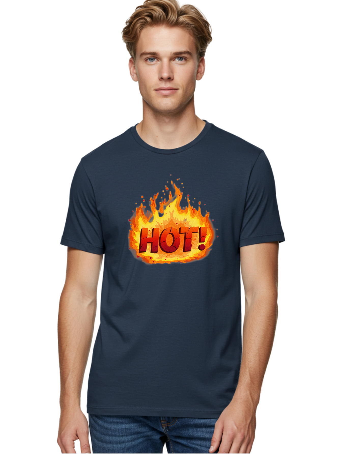 Hot-10 Men'S Graphic Tee, 100% Cotton, Comfortable Casual Summer Wear, Machine Washable, Flaming Text, Hot!, Burning Flames, Bold Font, Fiery Design, Attention-Grabbing Graphic, Intense Illustration, Passionate Visuals, Dramatic Effect Baa798