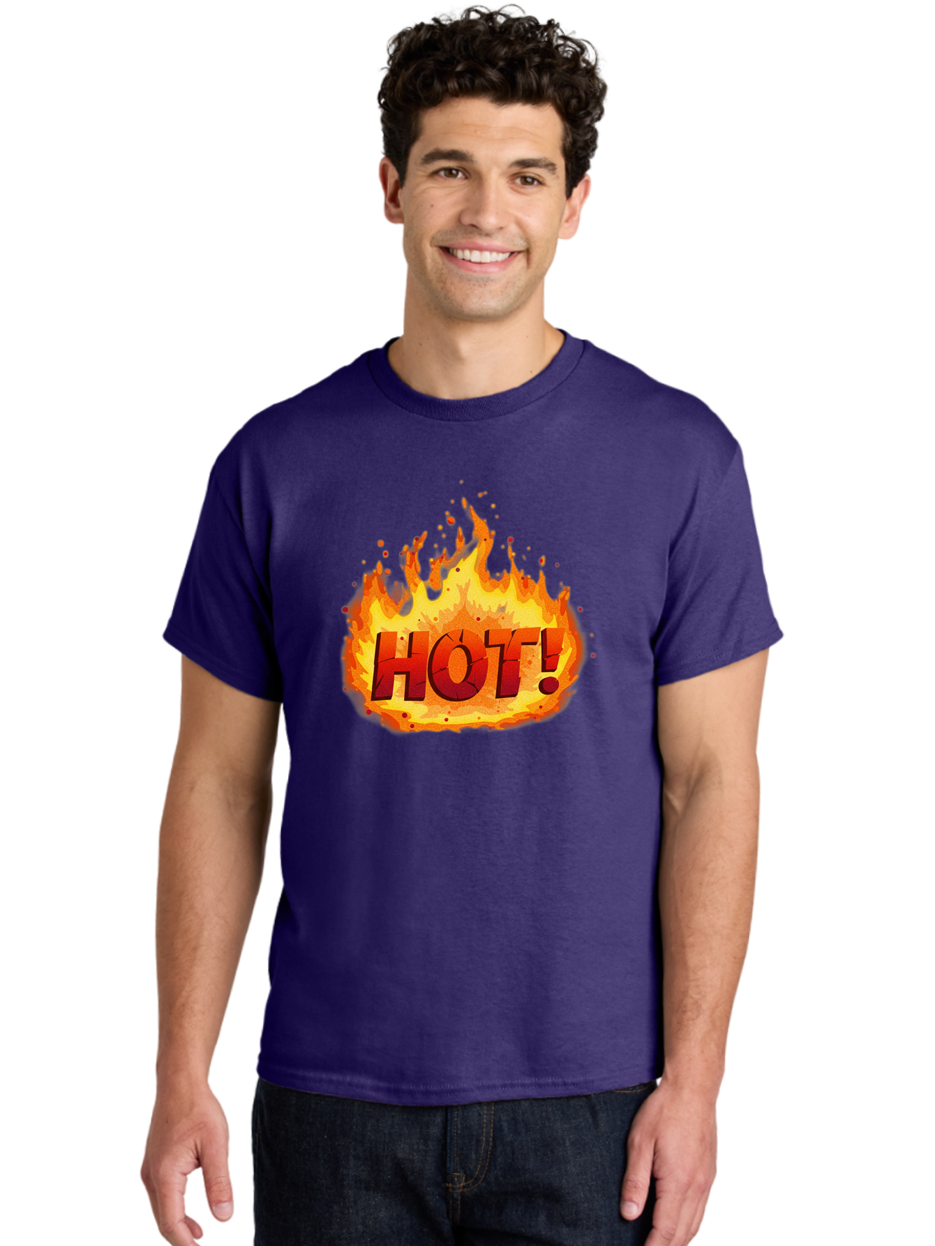 Hot-10 Men'S Graphic Tee, 100% Cotton, Comfortable Casual Summer Wear, Machine Washable, Flaming Text, Hot!, Burning Flames, Bold Font, Fiery Design, Attention-Grabbing Graphic, Intense Illustration, Passionate Visuals, Dramatic Effect Baa798