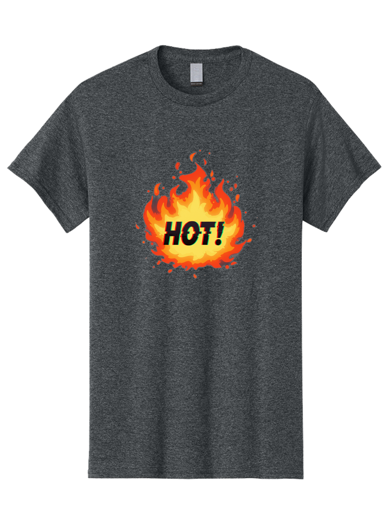 Hot-12 Men'S Graphic Tee, 100% Cotton, Comfortable Casual Summer Wear, Machine Washable, Yellow And Orange Flame, Fire Graphic, Hot Text, Bold Font, Intense Heat, Fiery Illustration, Dramatic Design, Splattered Flames Baa800