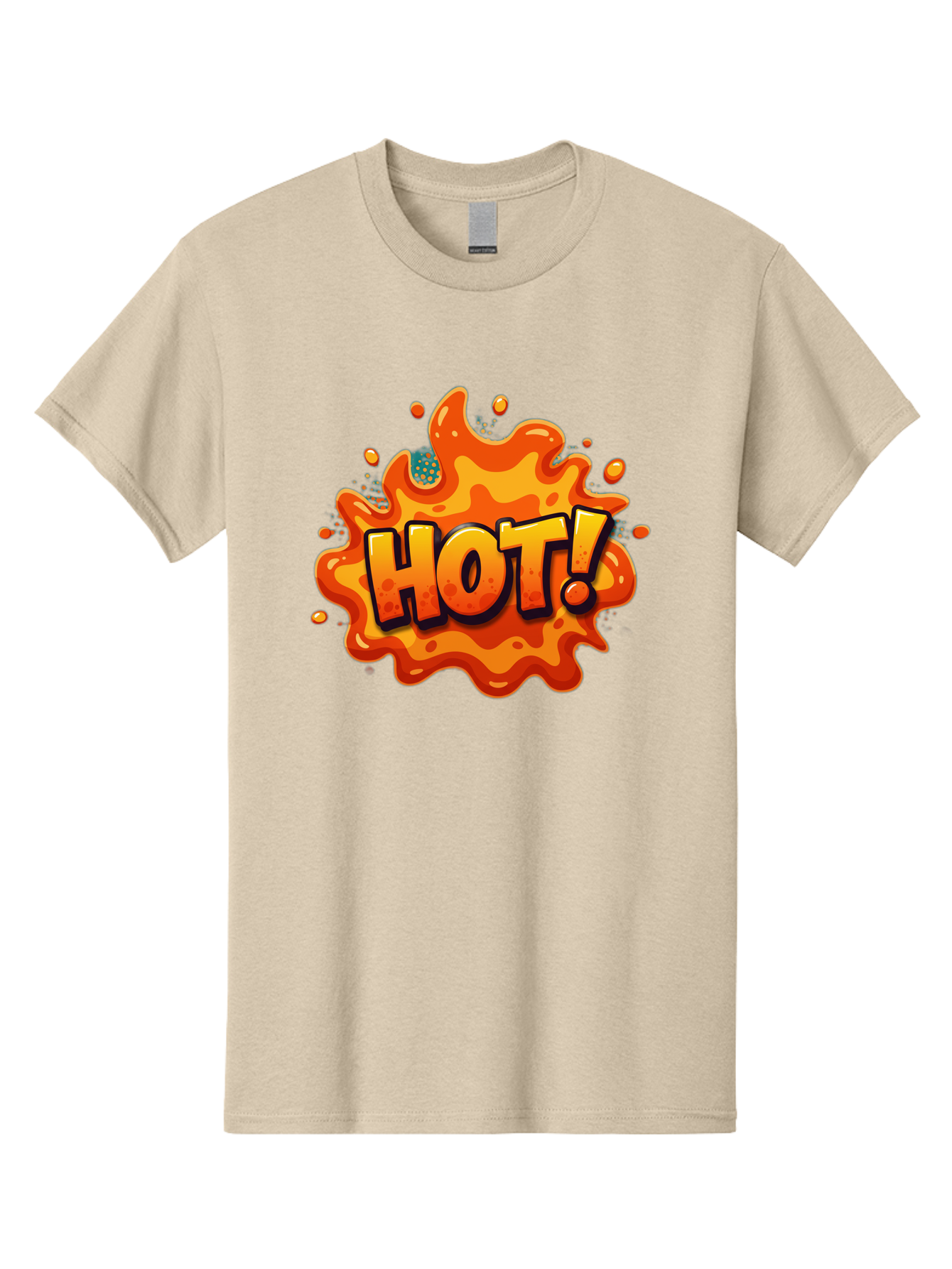 Hot-2 Men'S Graphic Tee, 100% Cotton, Comfortable Casual Summer Wear, Machine Washable, Hot Sauce, Spicy Food, Cartoon Style, Vibrant Colors, Splattered Design, Condiment, Bold Typography, Animated Art Baa801
