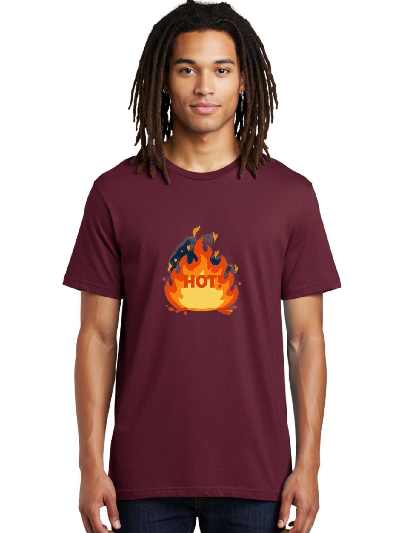 Hot-3 Men'S Graphic Tee, 100% Cotton, Comfortable Casual Summer Wear, Machine Washable, Fire Flames, Hot Graphic, Vibrant Design, Bold Typography, Fiery Elements, Passionate Icon, Trendy Illustration, Energetic Artwork, Baa802