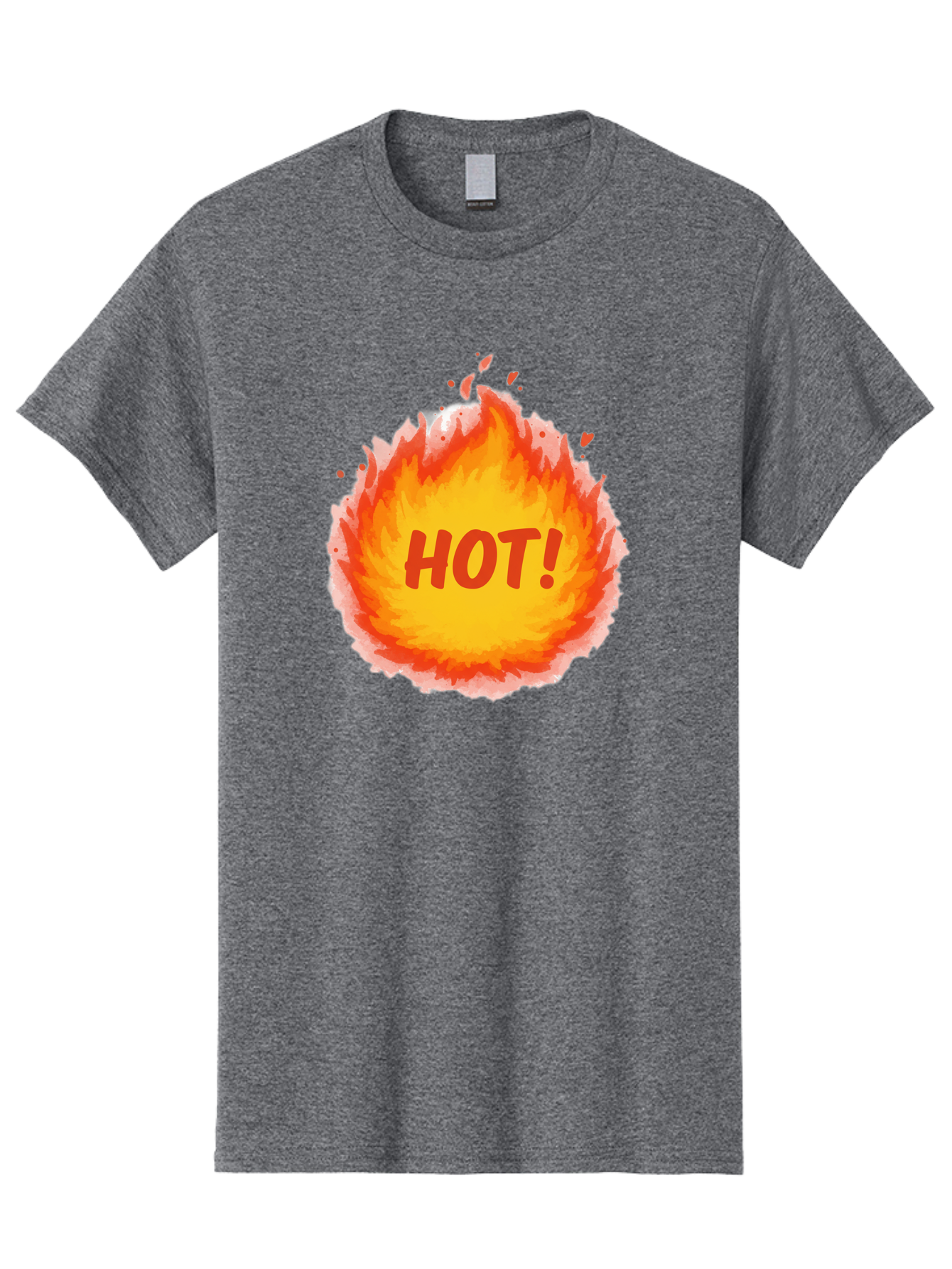 Hot-5 Men'S Graphic Tee, 100% Cotton, Comfortable Casual Summer Wear, Machine Washable, Fireball Graphic, Burning Flames, Hot Trending Topic, Fiery Passion, Intense Heat, Bold Red Letters, Vibrant Colors, Energetic Vibe, Baa804