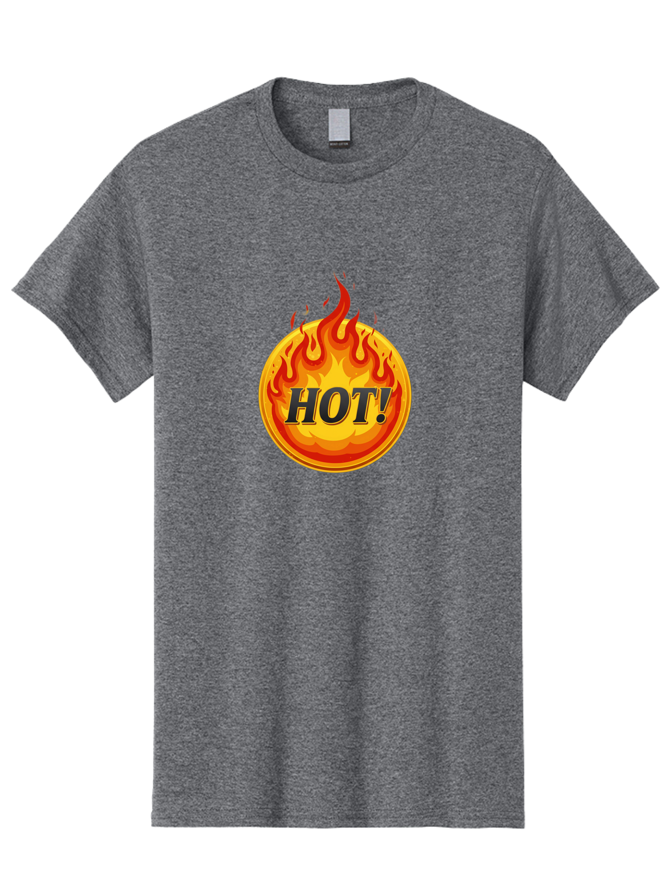 Hot-7 Men'S Graphic Tee, 100% Cotton, Comfortable Casual Summer Wear, Machine Washable, Flame Design, Fiery Graphic, Hot Item, Bold Typography, Fiery Theme, Hot! Text, Vibrant Colors, Energetic Vibe, Dynamic Illustration Baa806